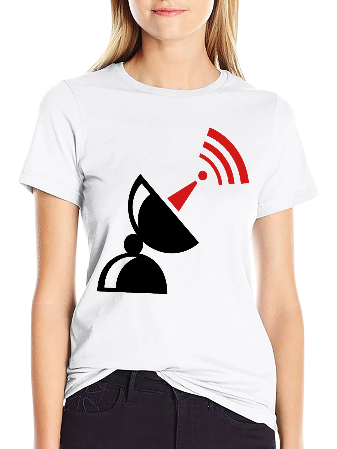 Satellite Dish Graphic T-Shirt - Black