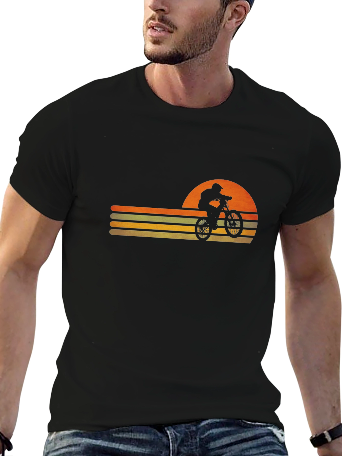 Retro Sunset Mountain Bike Graphic Tee