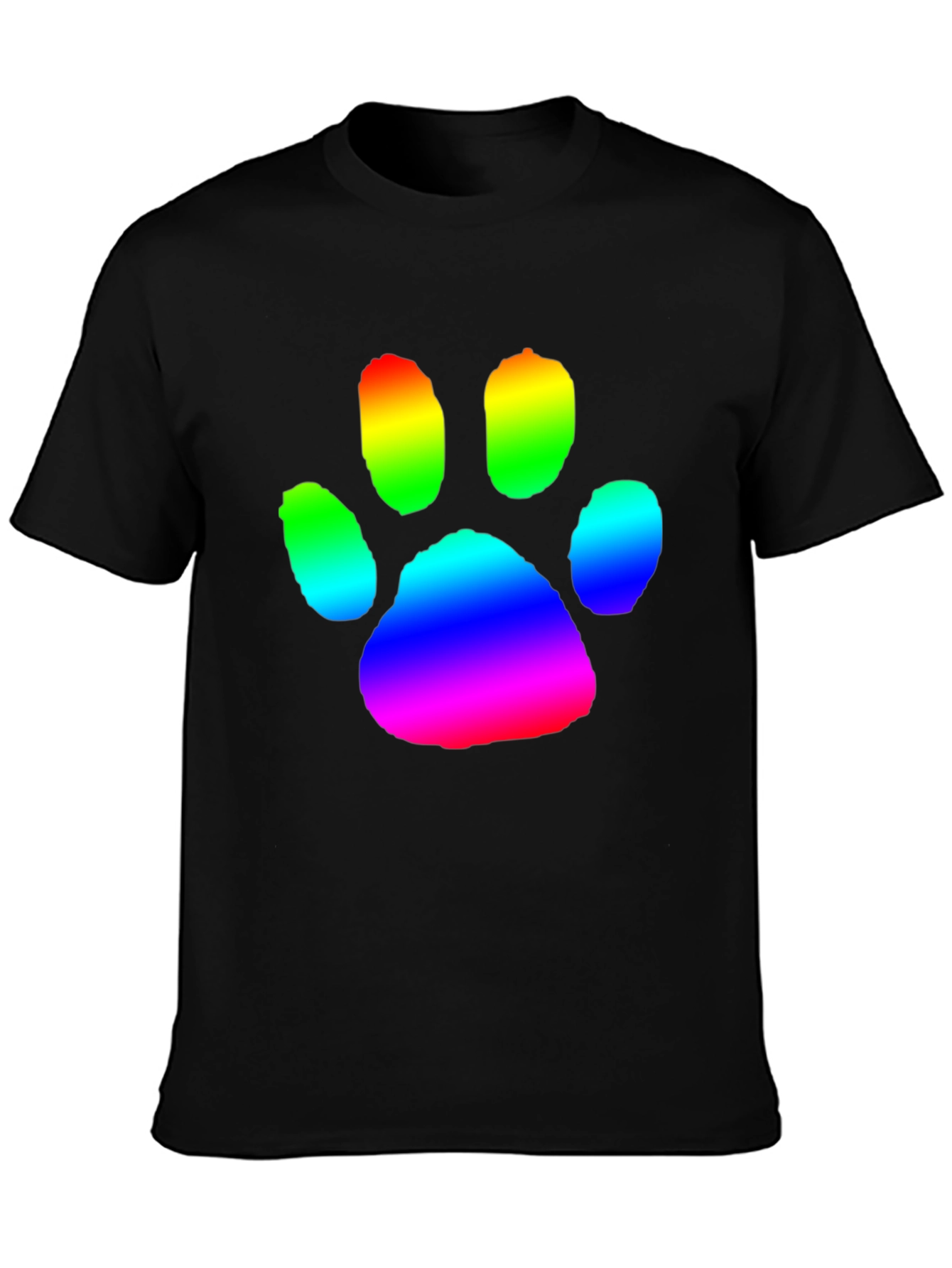 Rainbow Paw Print Graphic Tee - Casual Comfort