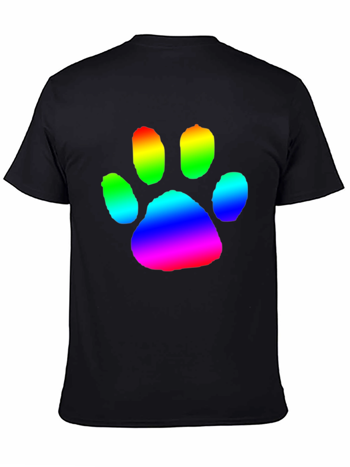 Rainbow Paw Print Graphic Tee - Casual Comfort