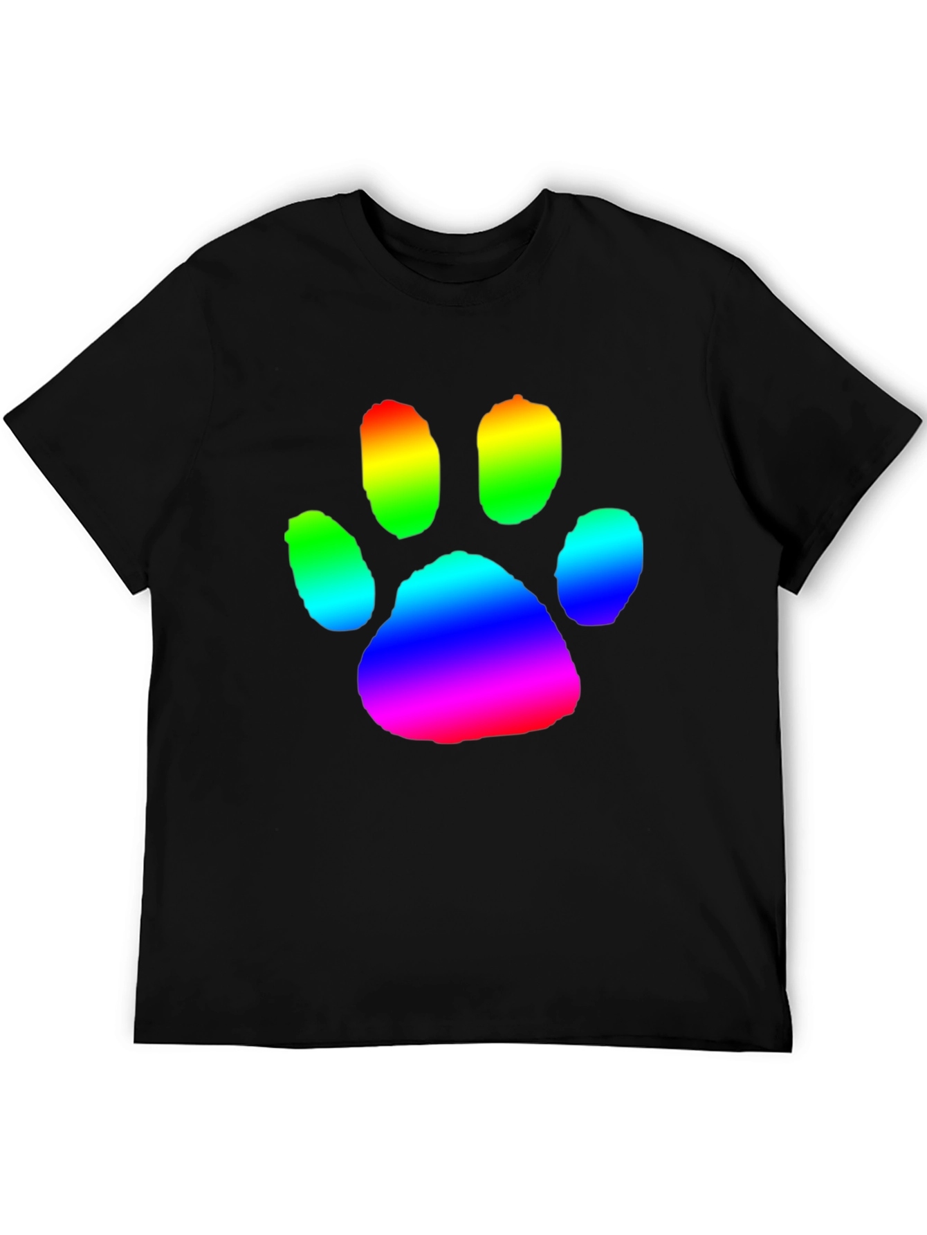 Rainbow Paw Print Graphic Tee - Casual Comfort