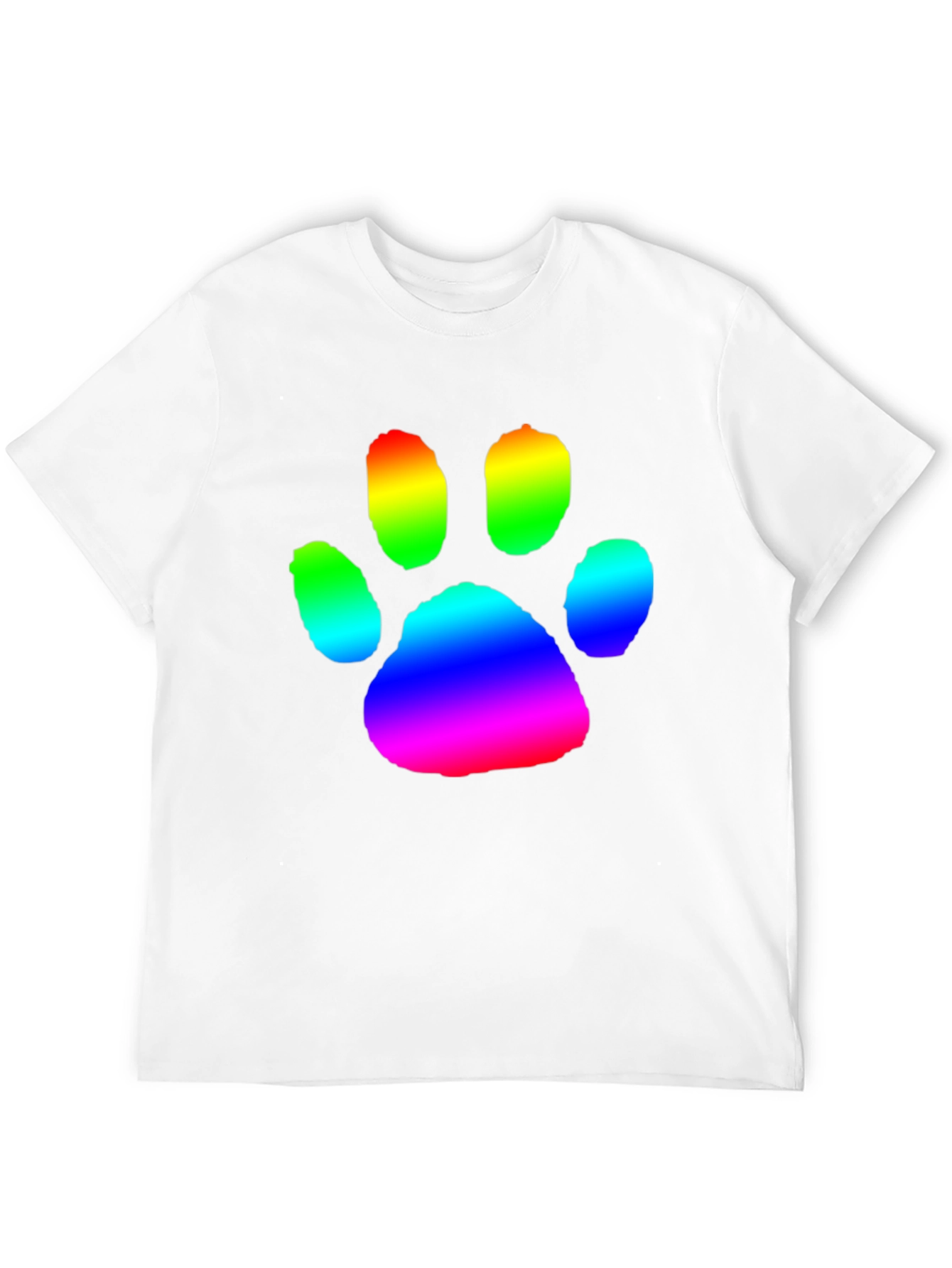 Rainbow Paw Print Graphic Tee - Casual Comfort