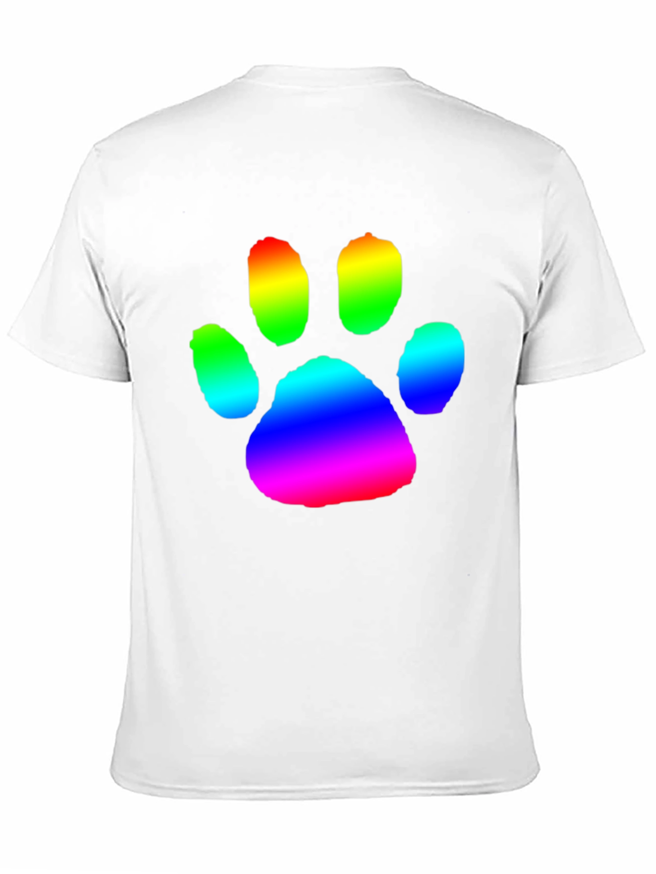 Rainbow Paw Print Graphic Tee - Casual Comfort