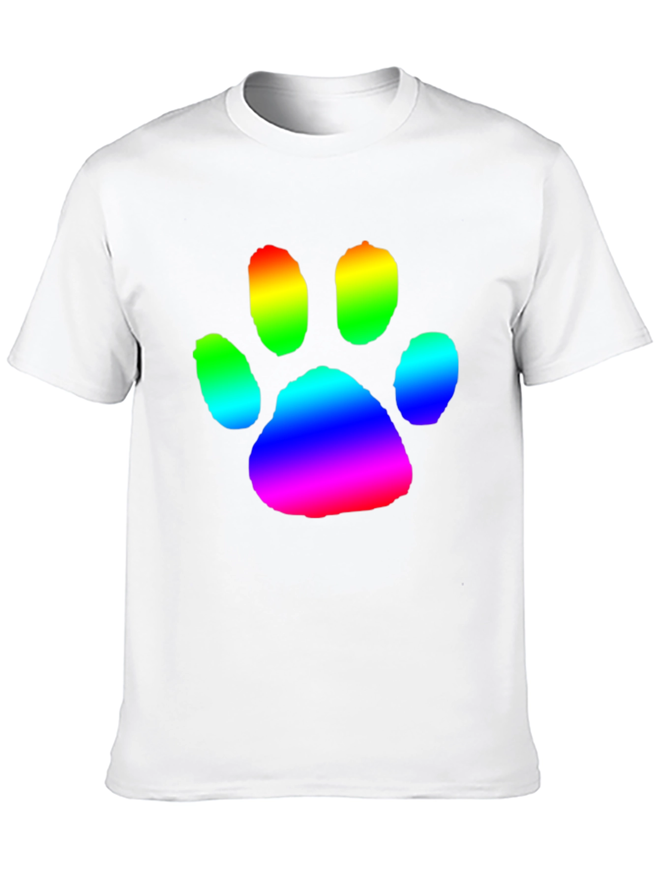 Rainbow Paw Print Graphic Tee - Casual Comfort
