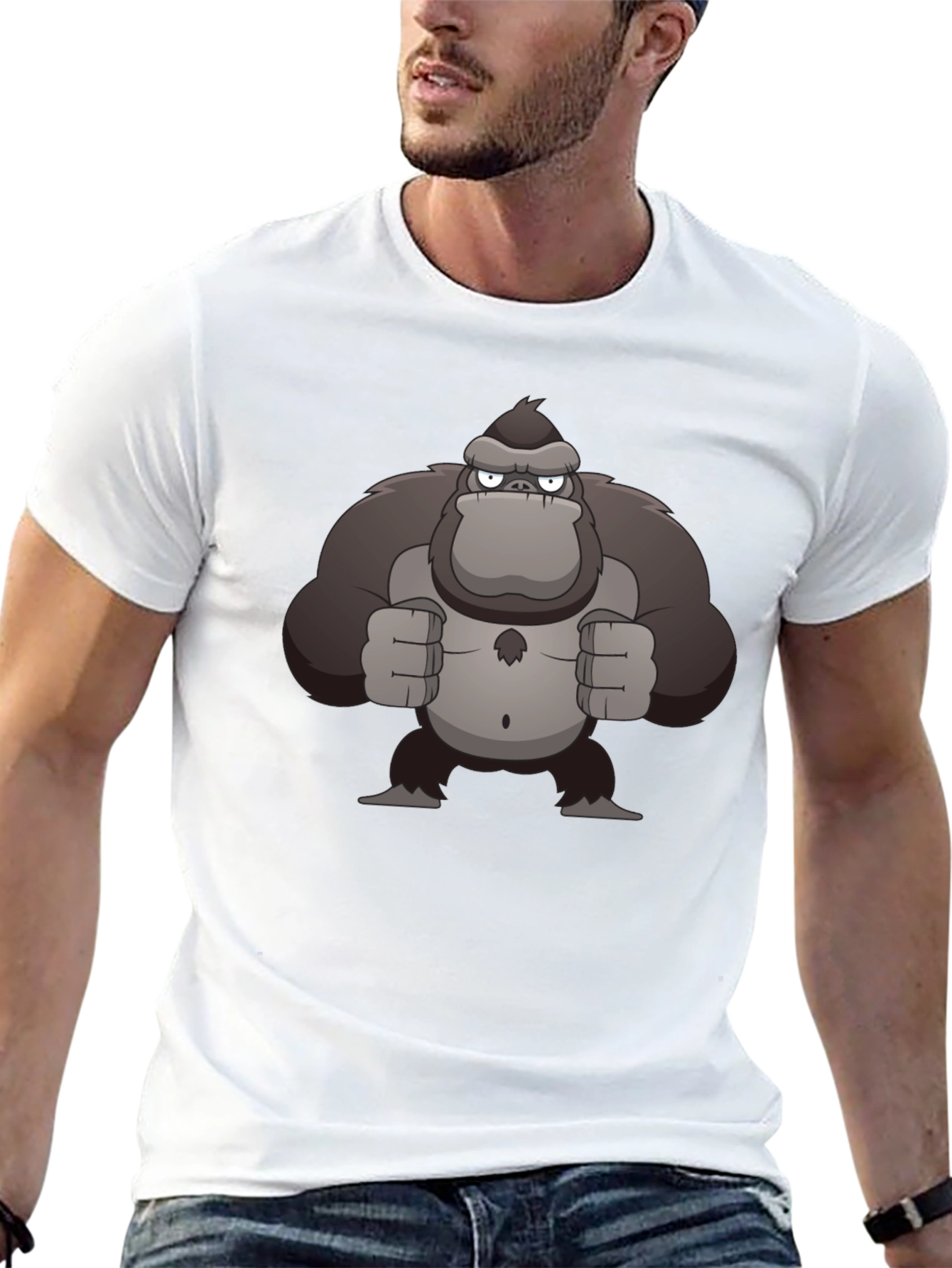 Cartoon Gorilla Graphic T-Shirt - Black