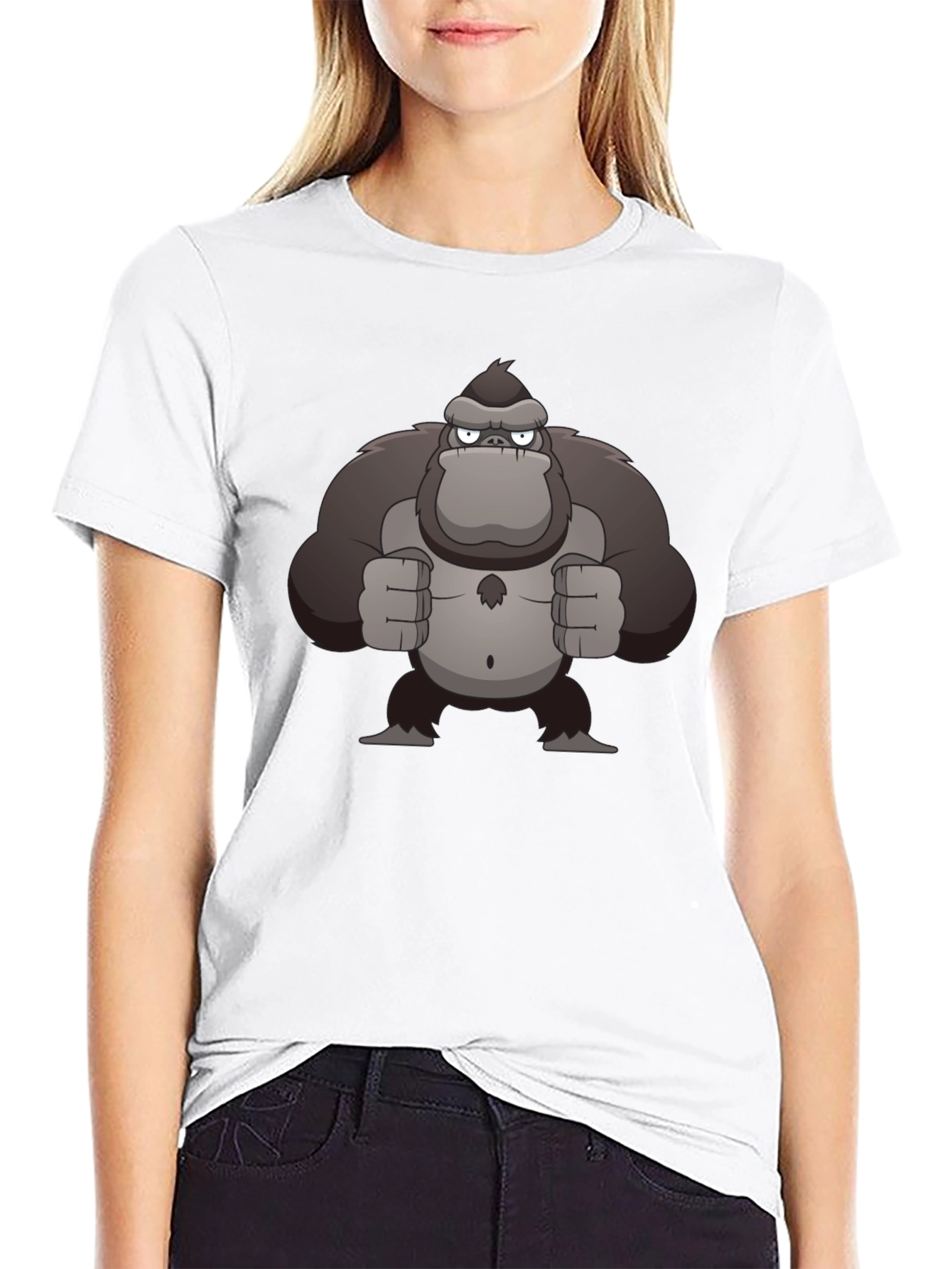 Cartoon Gorilla Graphic T-Shirt - Black