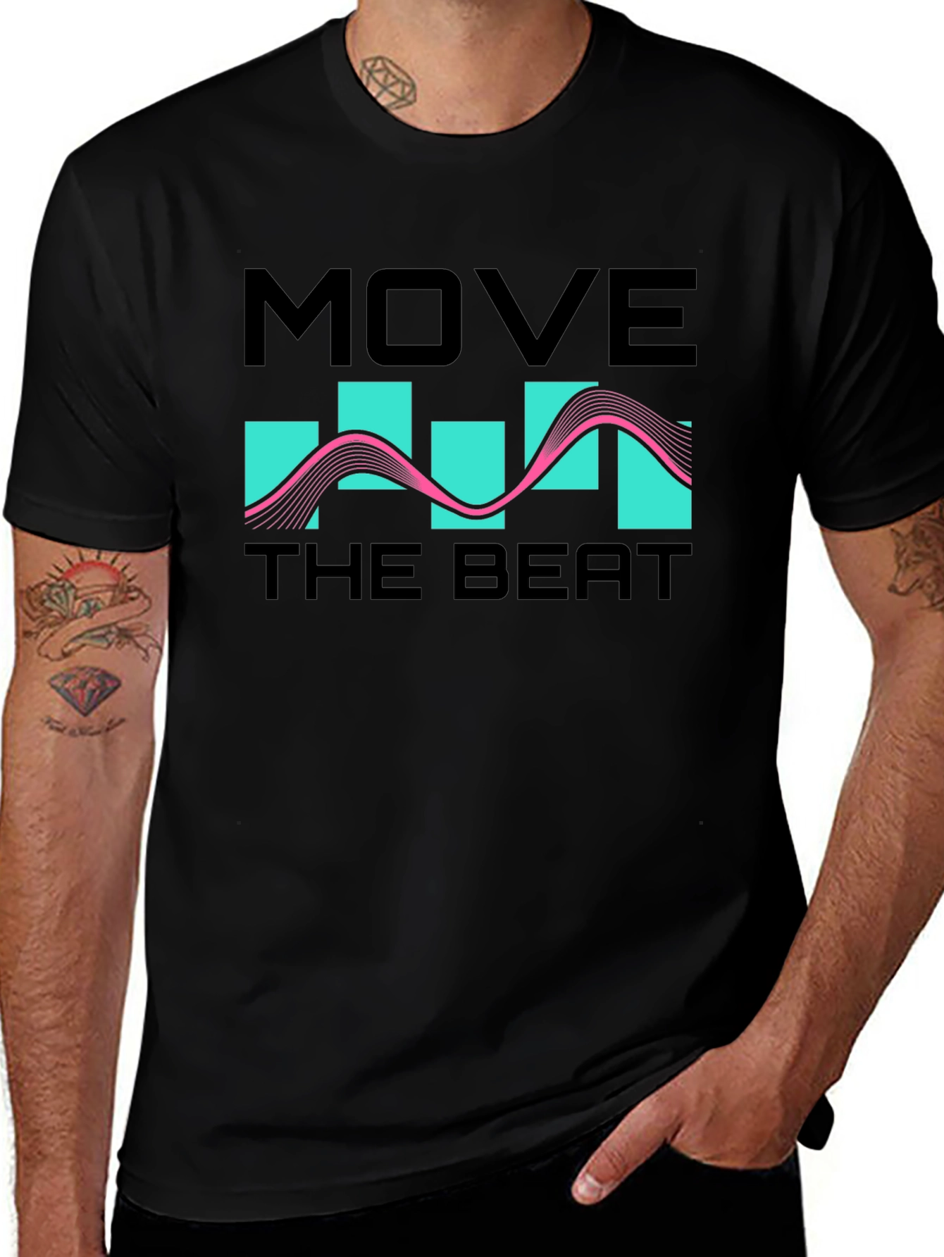 Move The Beat Black Graphic T-Shirt