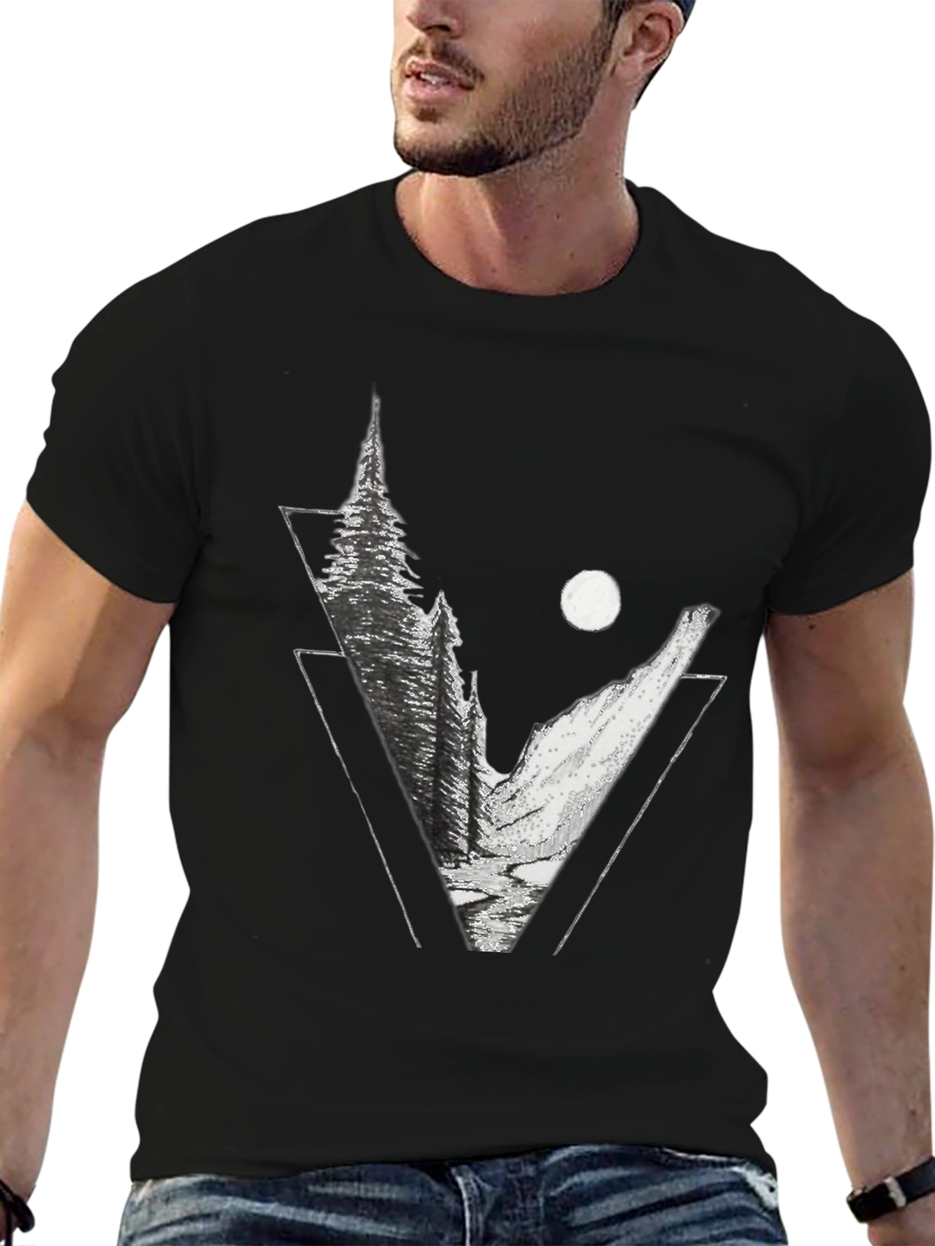Geometric Mountain T-Shirt - Nature Inspired Graphic Tee
