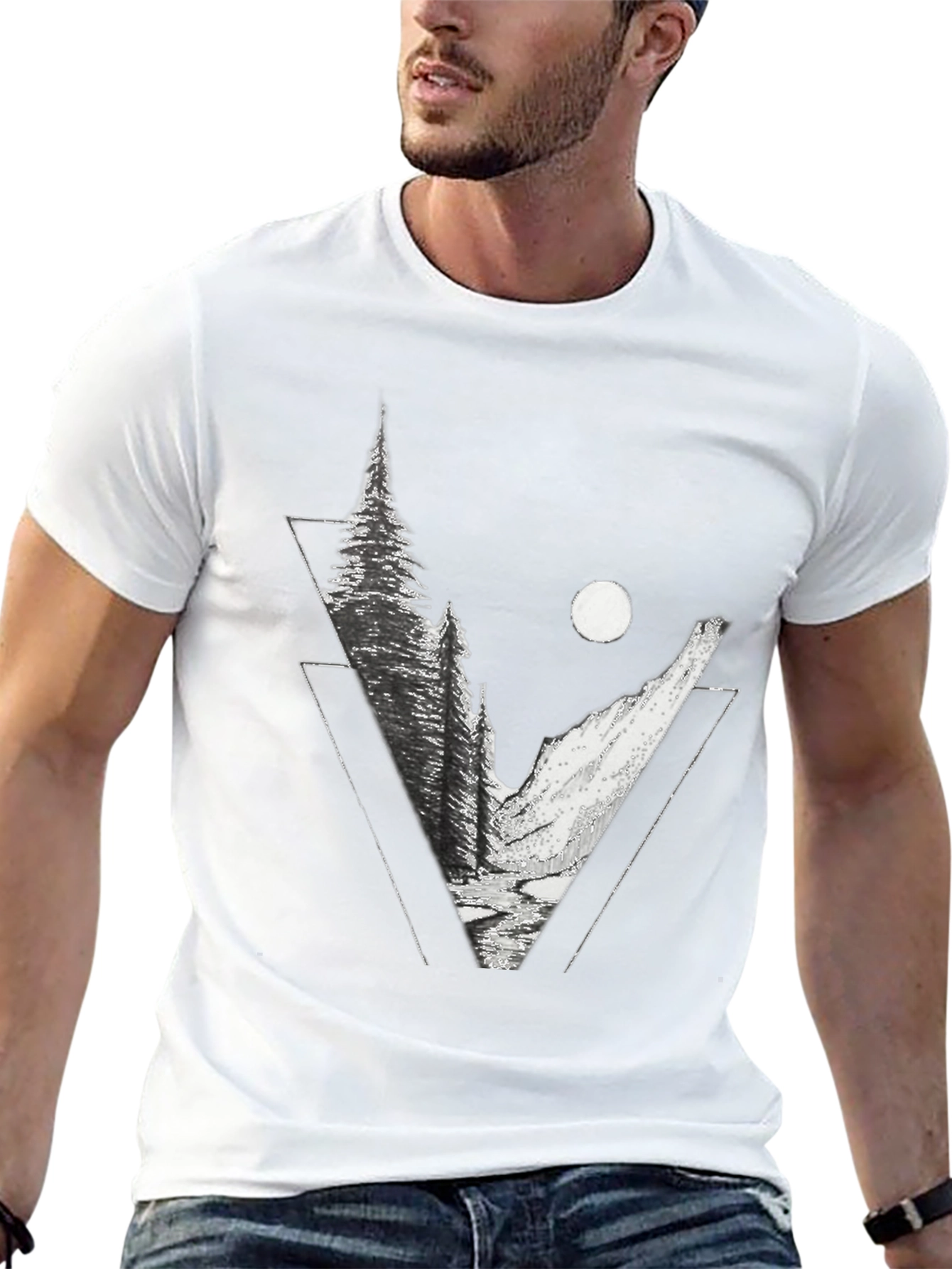 Geometric Mountain T-Shirt - Nature Inspired Graphic Tee