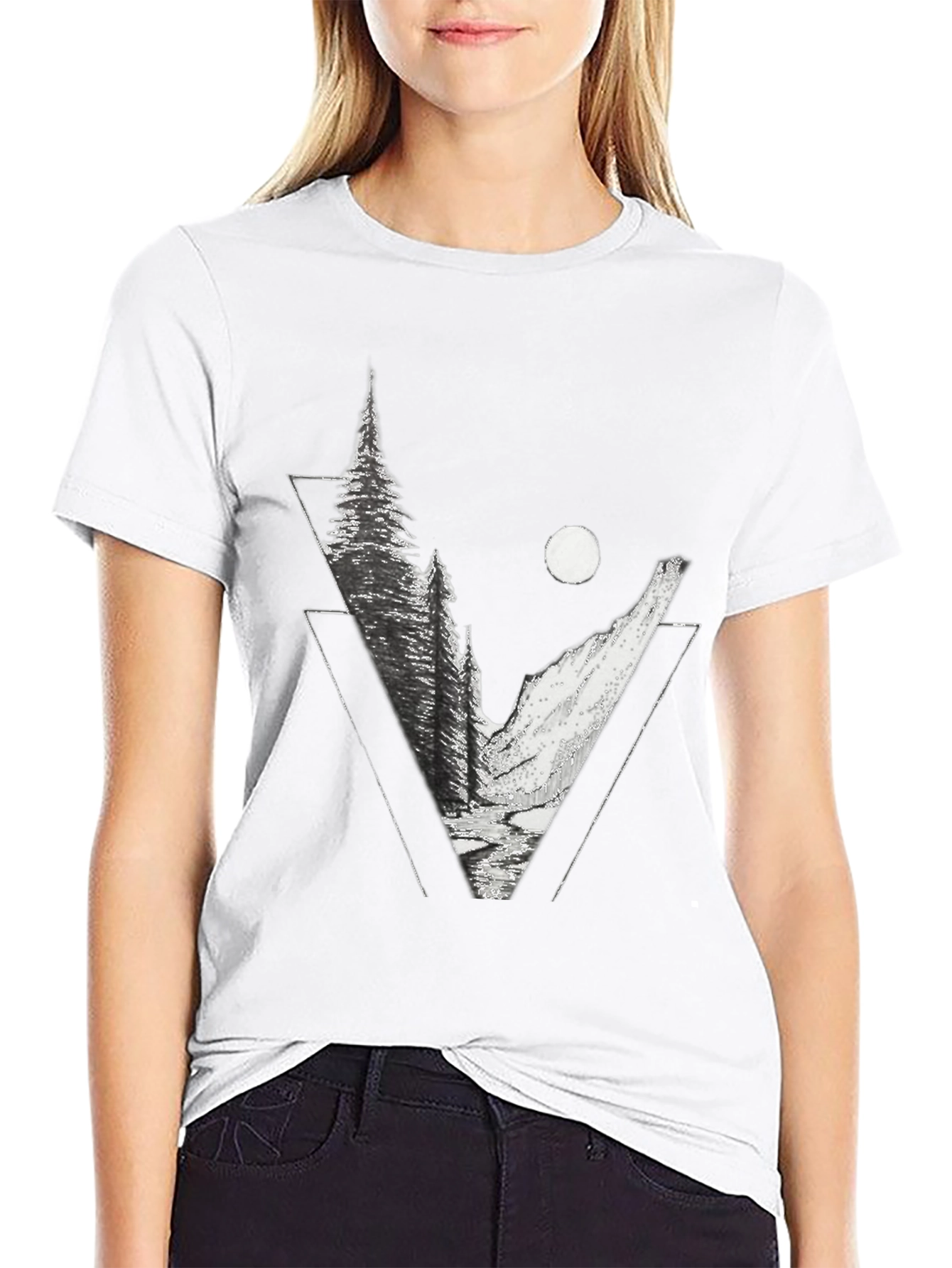 Geometric Mountain T-Shirt - Nature Inspired Graphic Tee