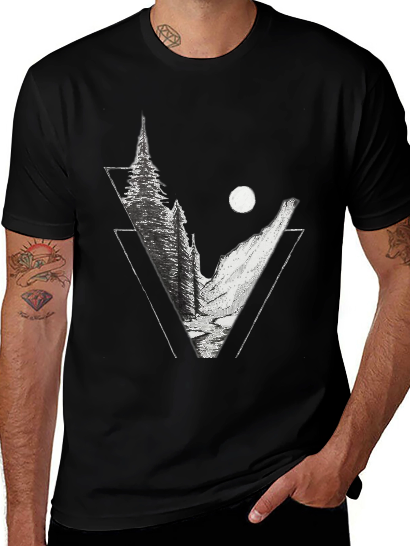 Geometric Mountain T-Shirt - Nature Inspired Graphic Tee