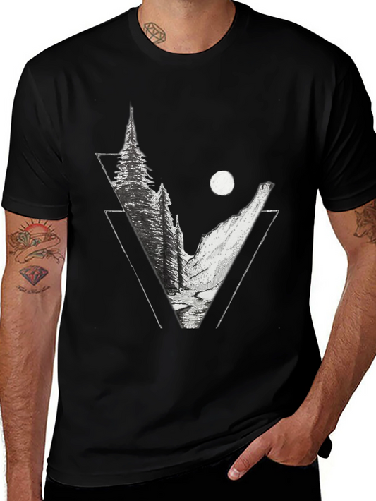 Geometric Mountain T-Shirt - Nature Inspired Graphic Tee