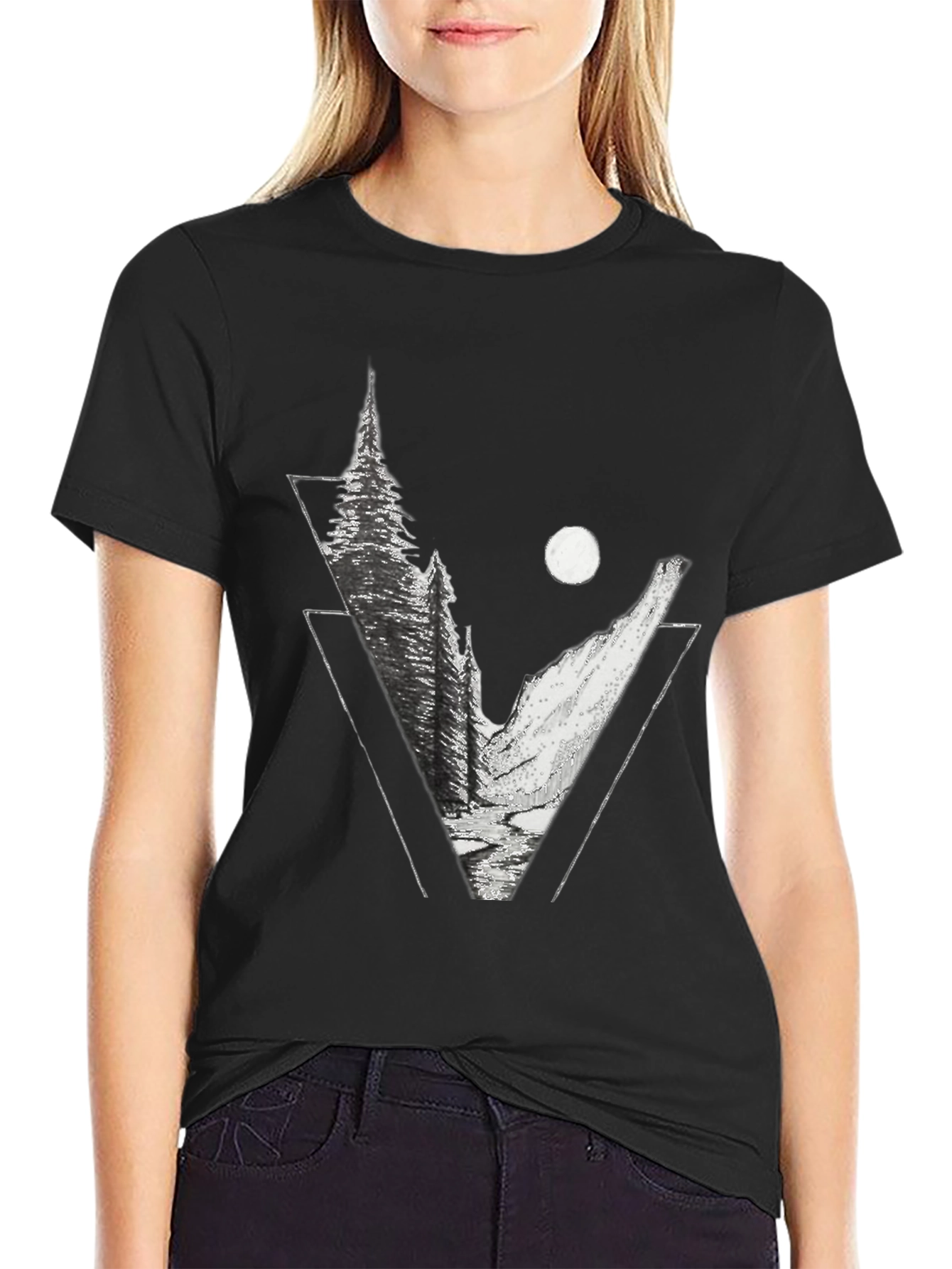 Geometric Mountain T-Shirt - Nature Inspired Graphic Tee