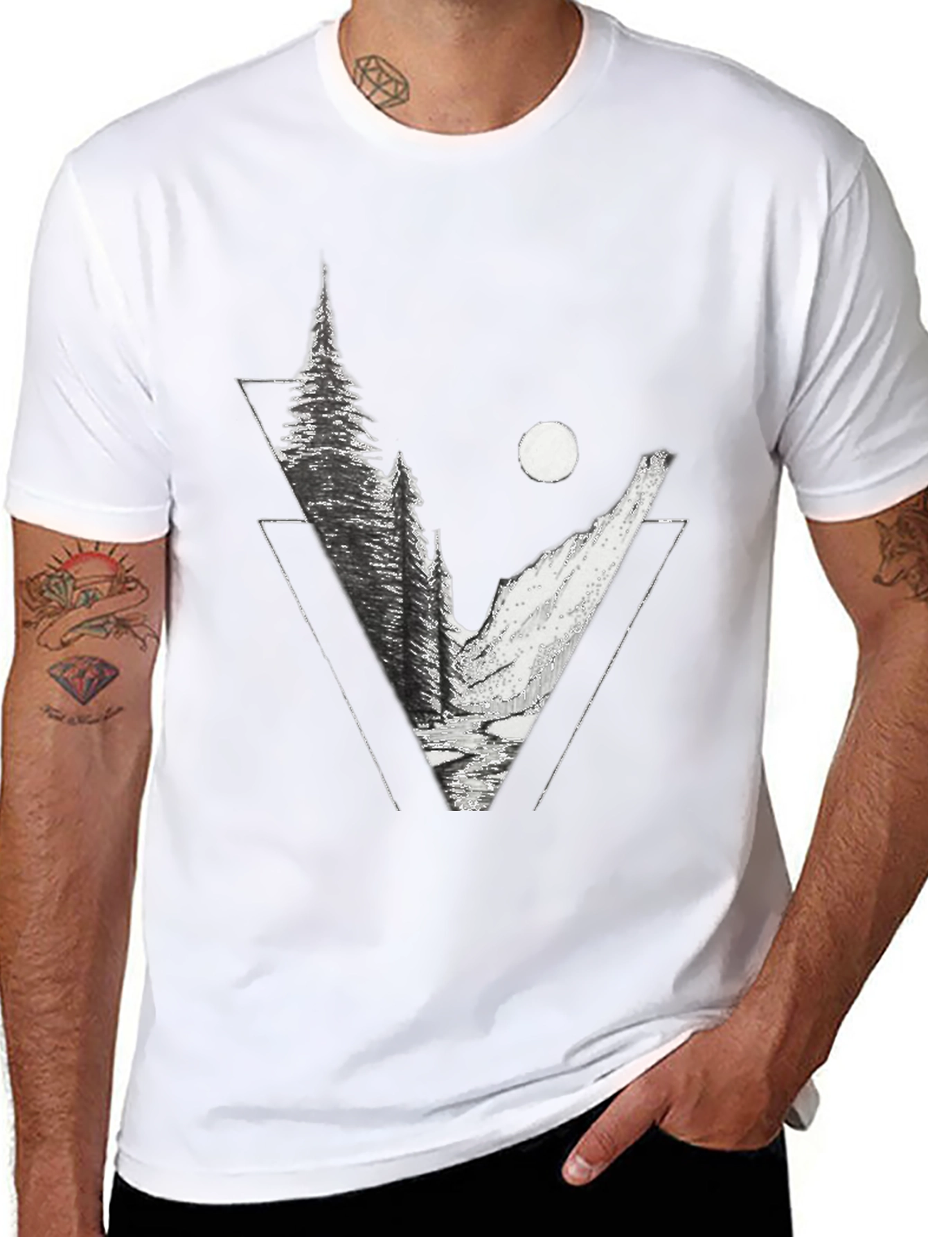 Geometric Mountain T-Shirt - Nature Inspired Graphic Tee
