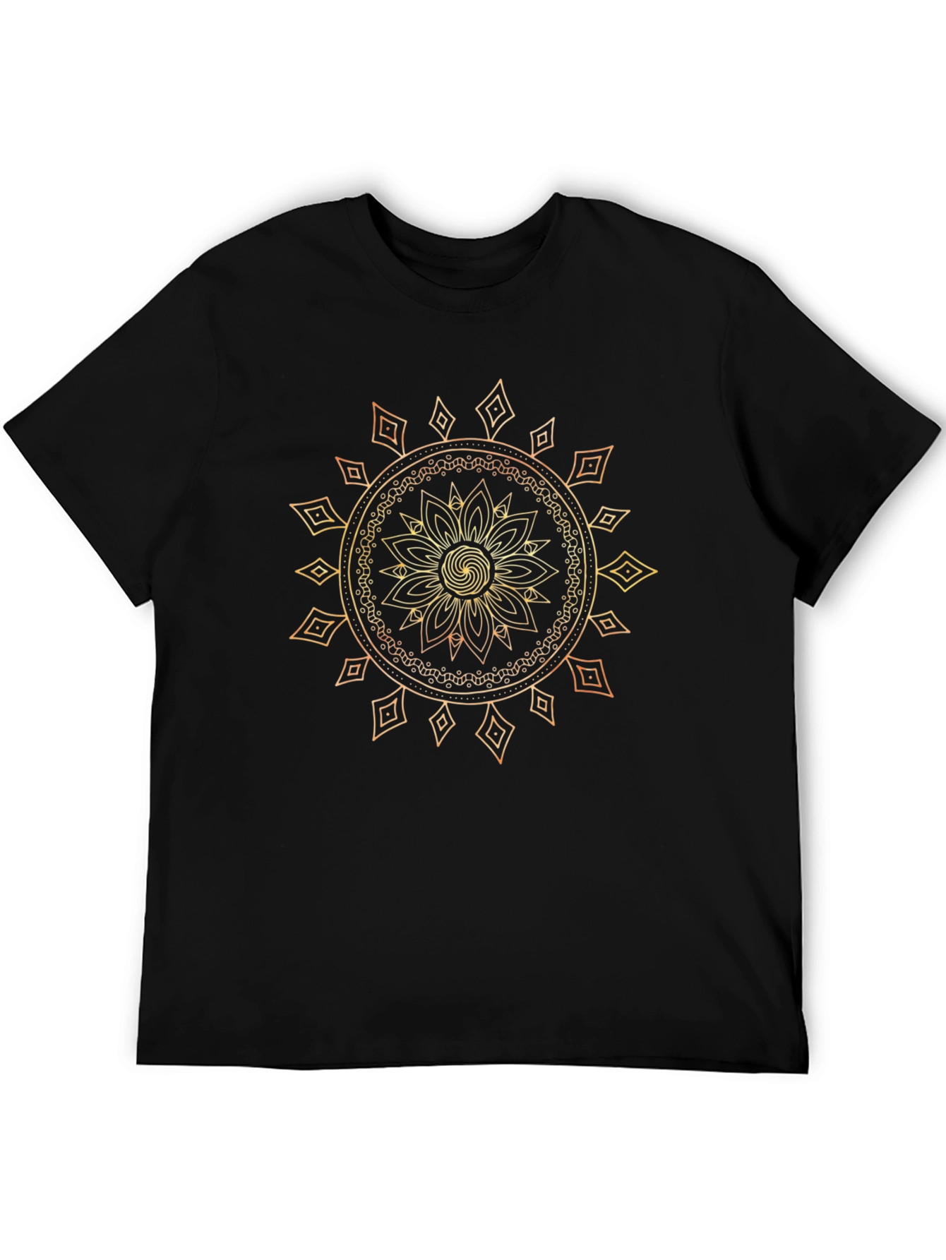 Geometric Mandala Graphic Black T-Shirt