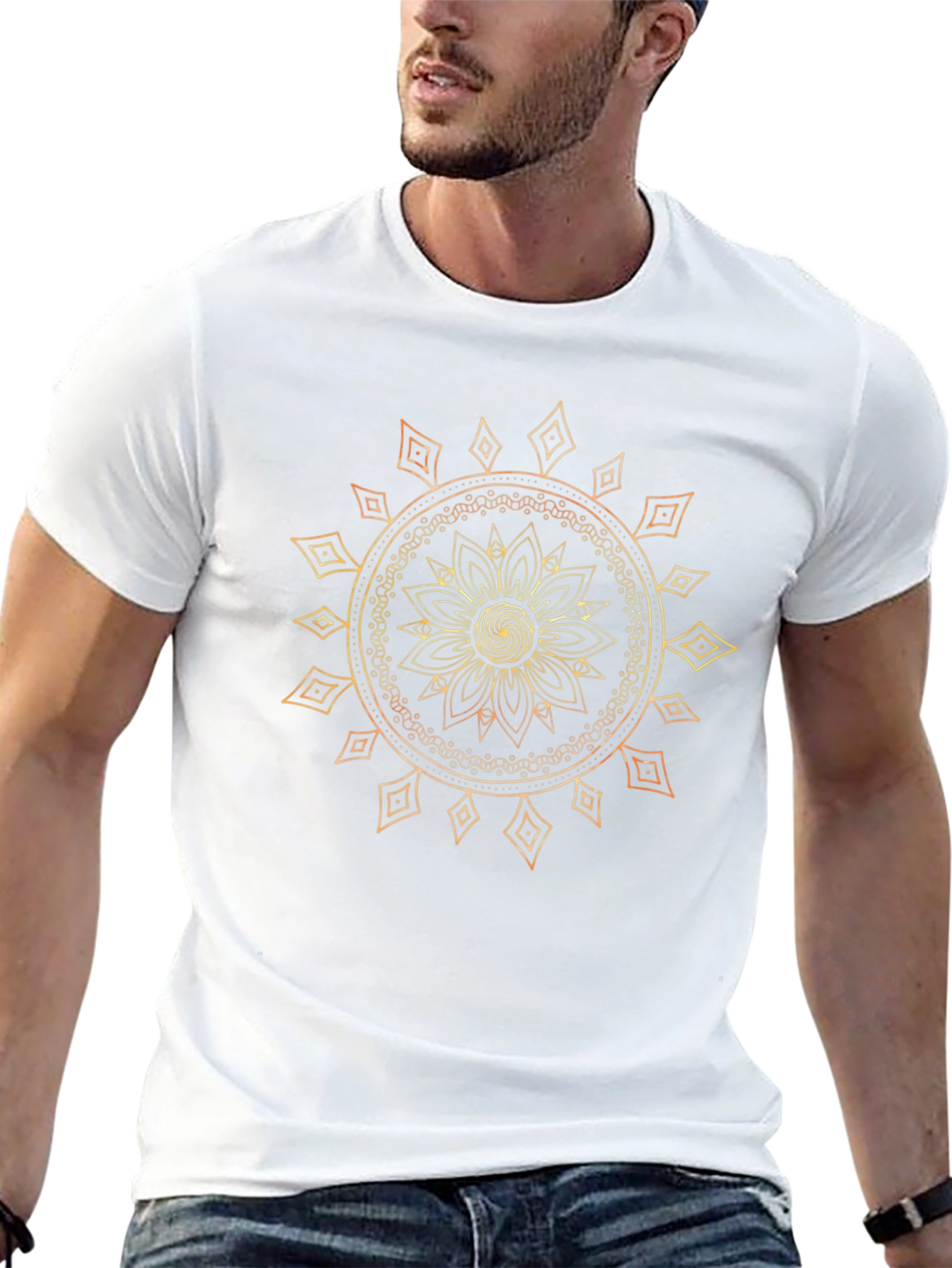 Geometric Mandala Graphic Black T-Shirt