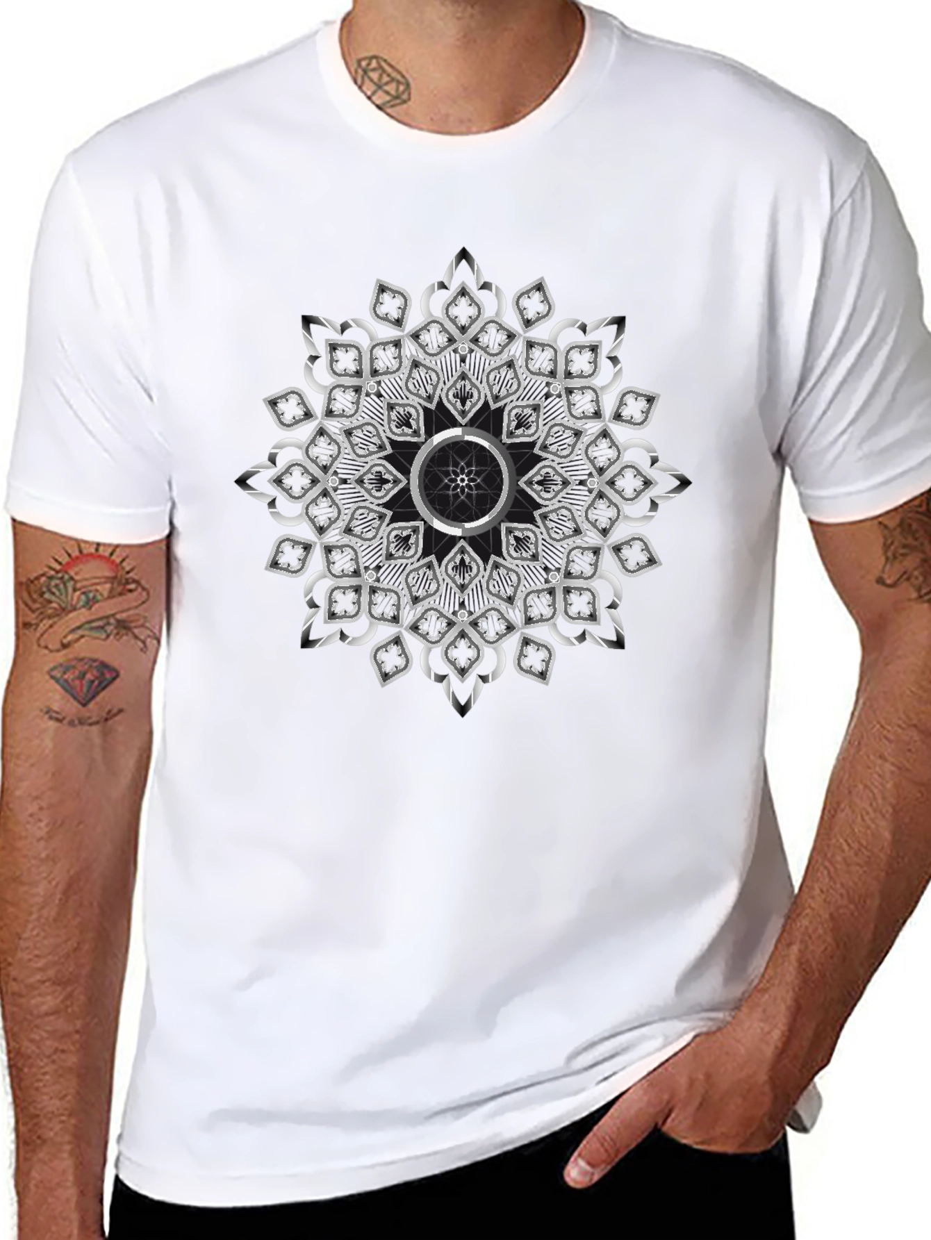 Elegant Mandala Graphic Black T-Shirt