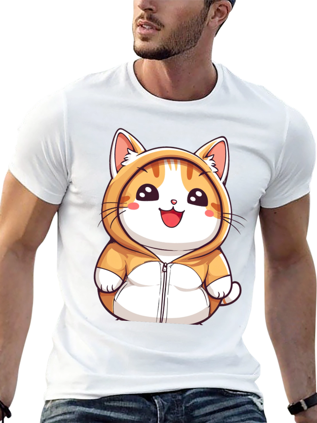 Cute Cartoon Cat Hoodie T-Shirt
