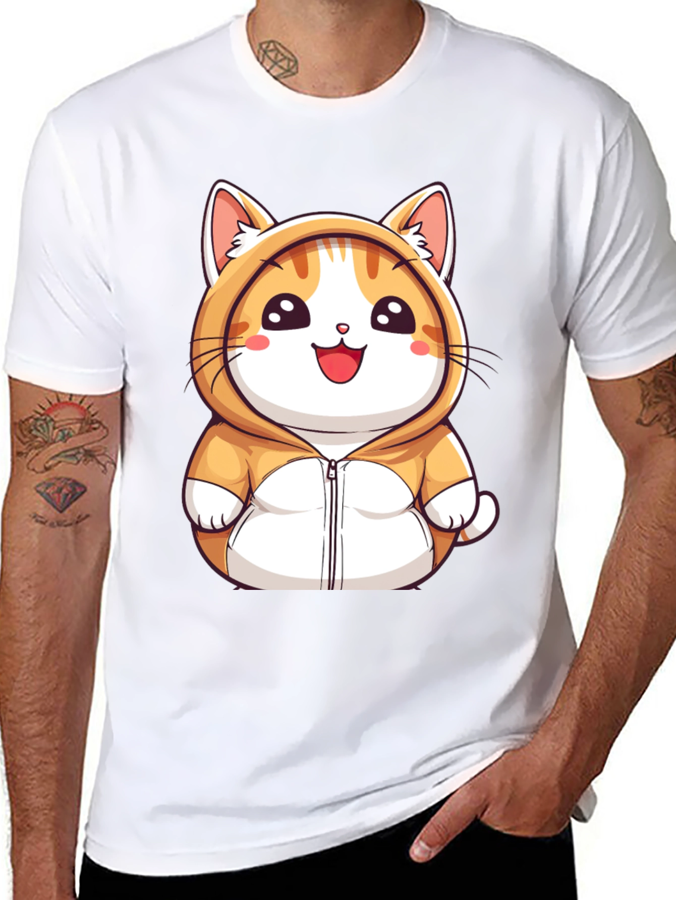 Cute Cartoon Cat Hoodie T-Shirt