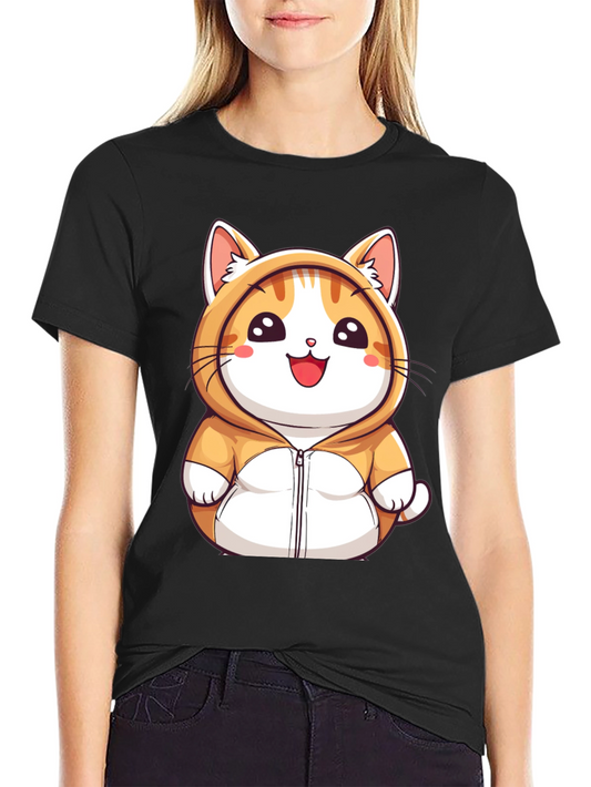 Cute Cartoon Cat Hoodie T-Shirt
