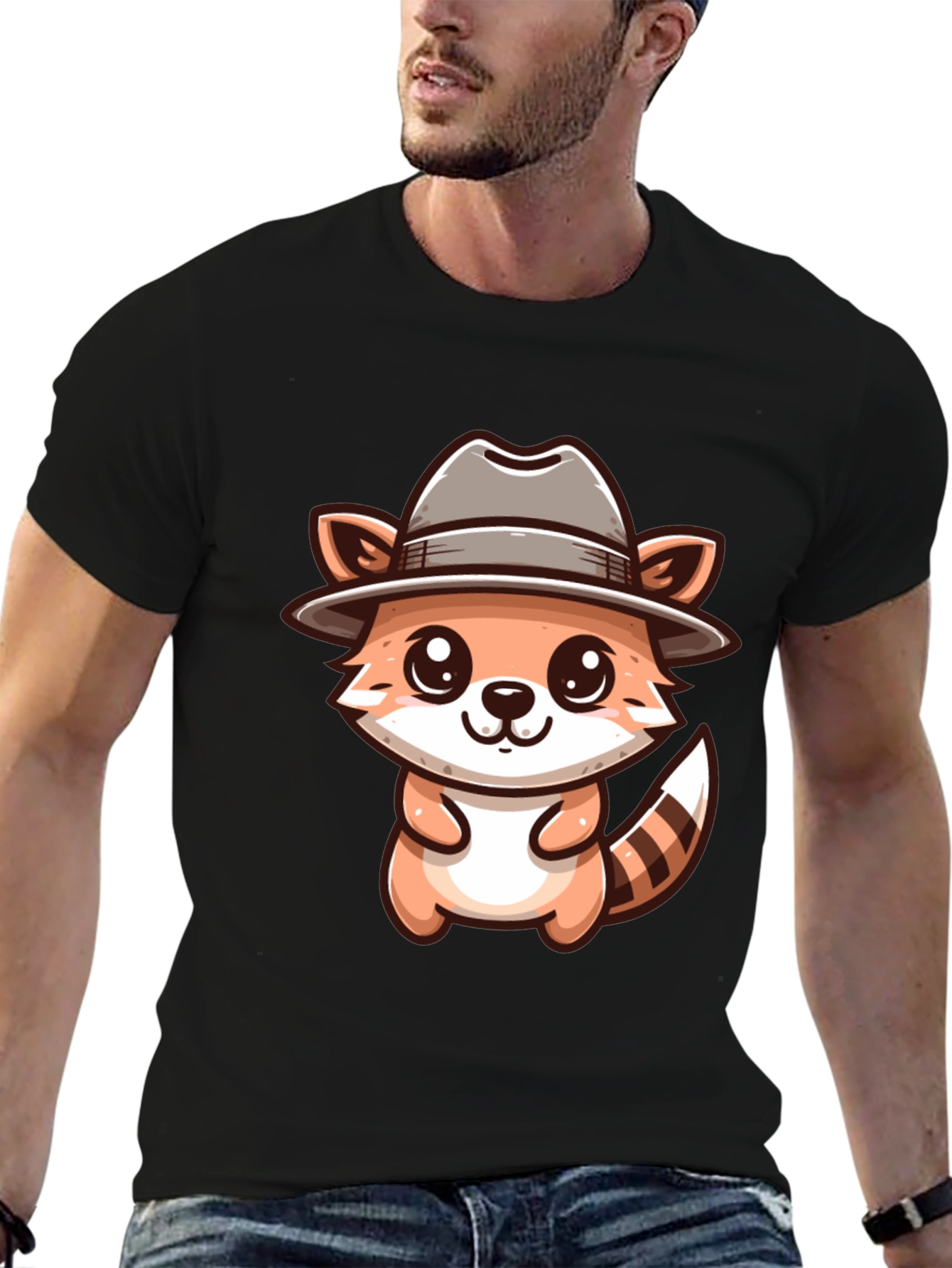Cute Cartoon Raccoon Detective T-Shirt