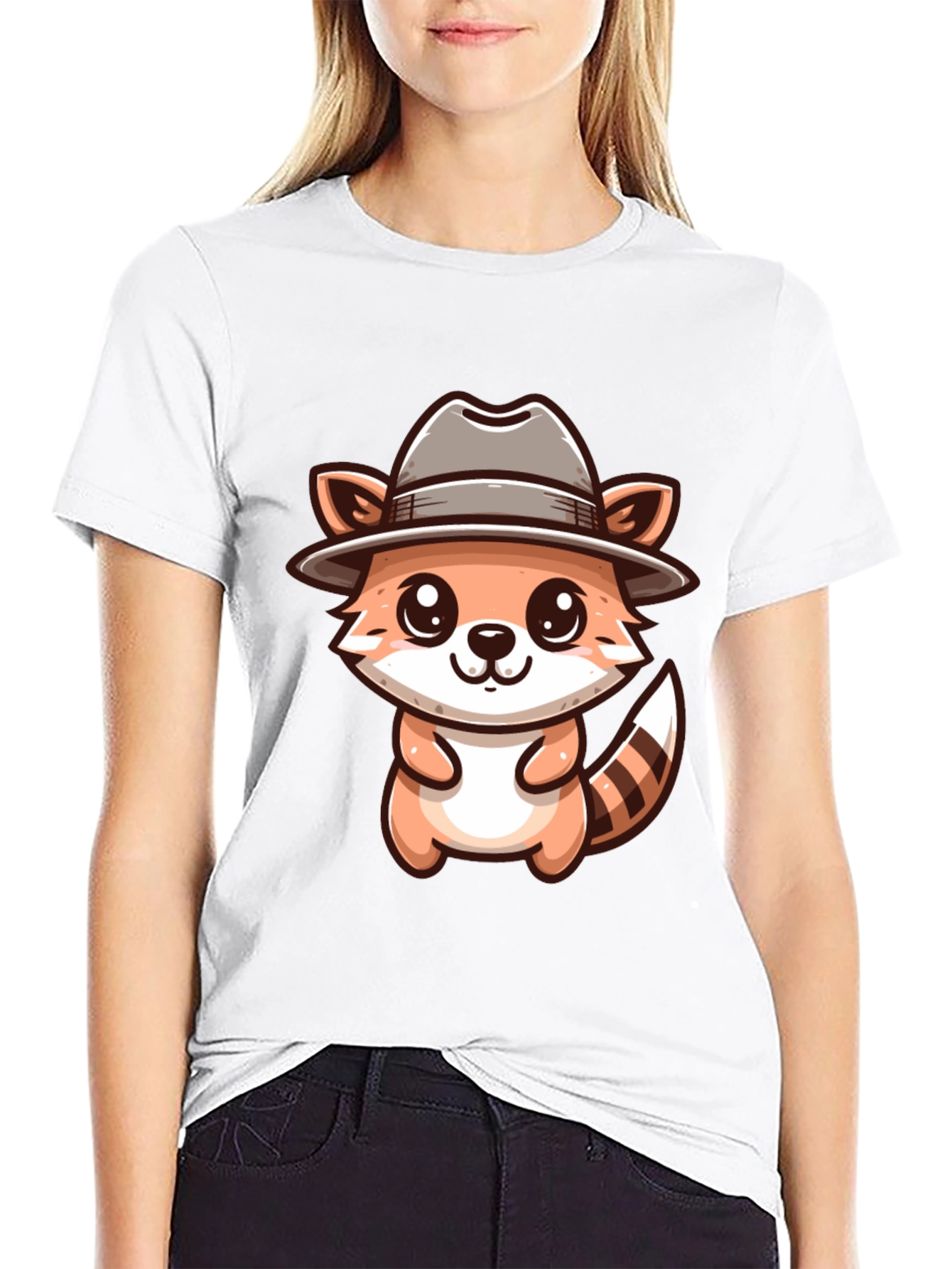 Cute Cartoon Raccoon Detective T-Shirt