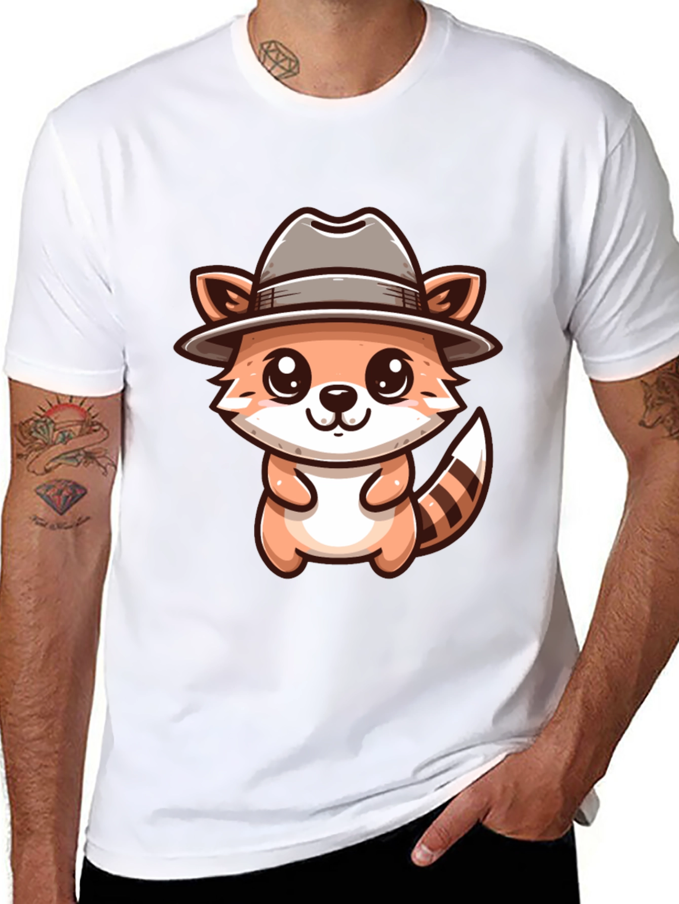 Cute Cartoon Raccoon Detective T-Shirt