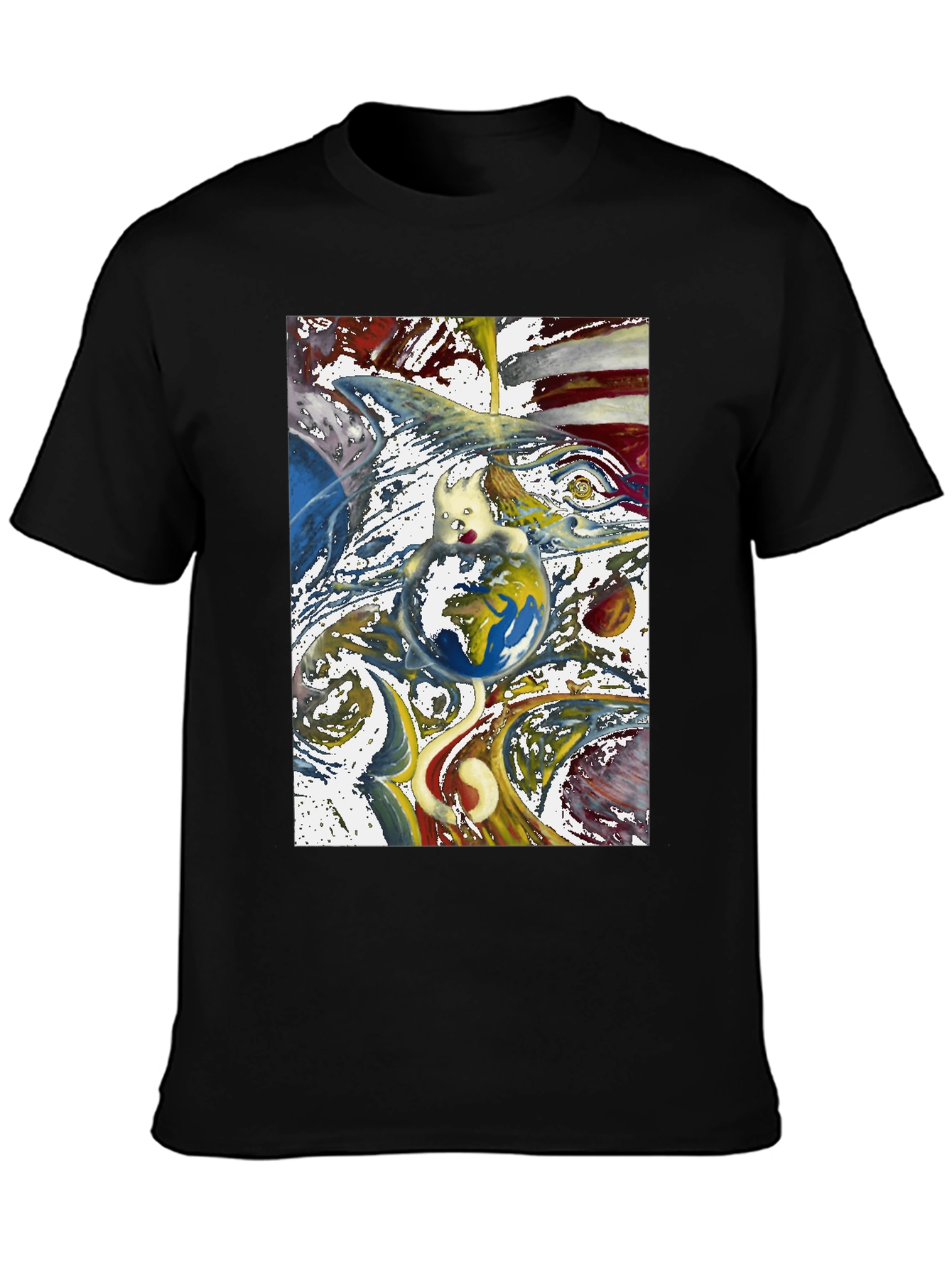 Artistic Earth Graphic Black T-Shirt