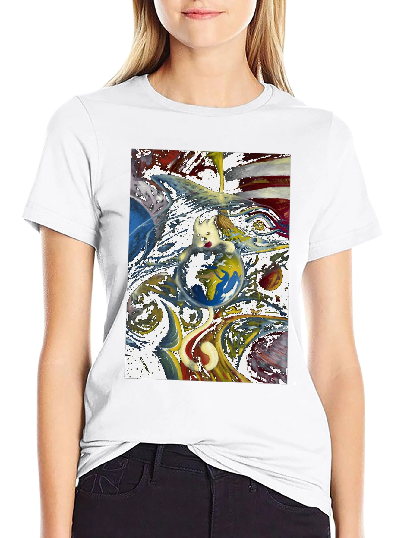 Artistic Earth Graphic Black T-Shirt