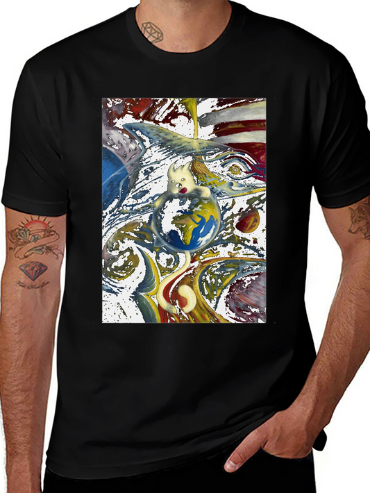 Artistic Earth Graphic Black T-Shirt