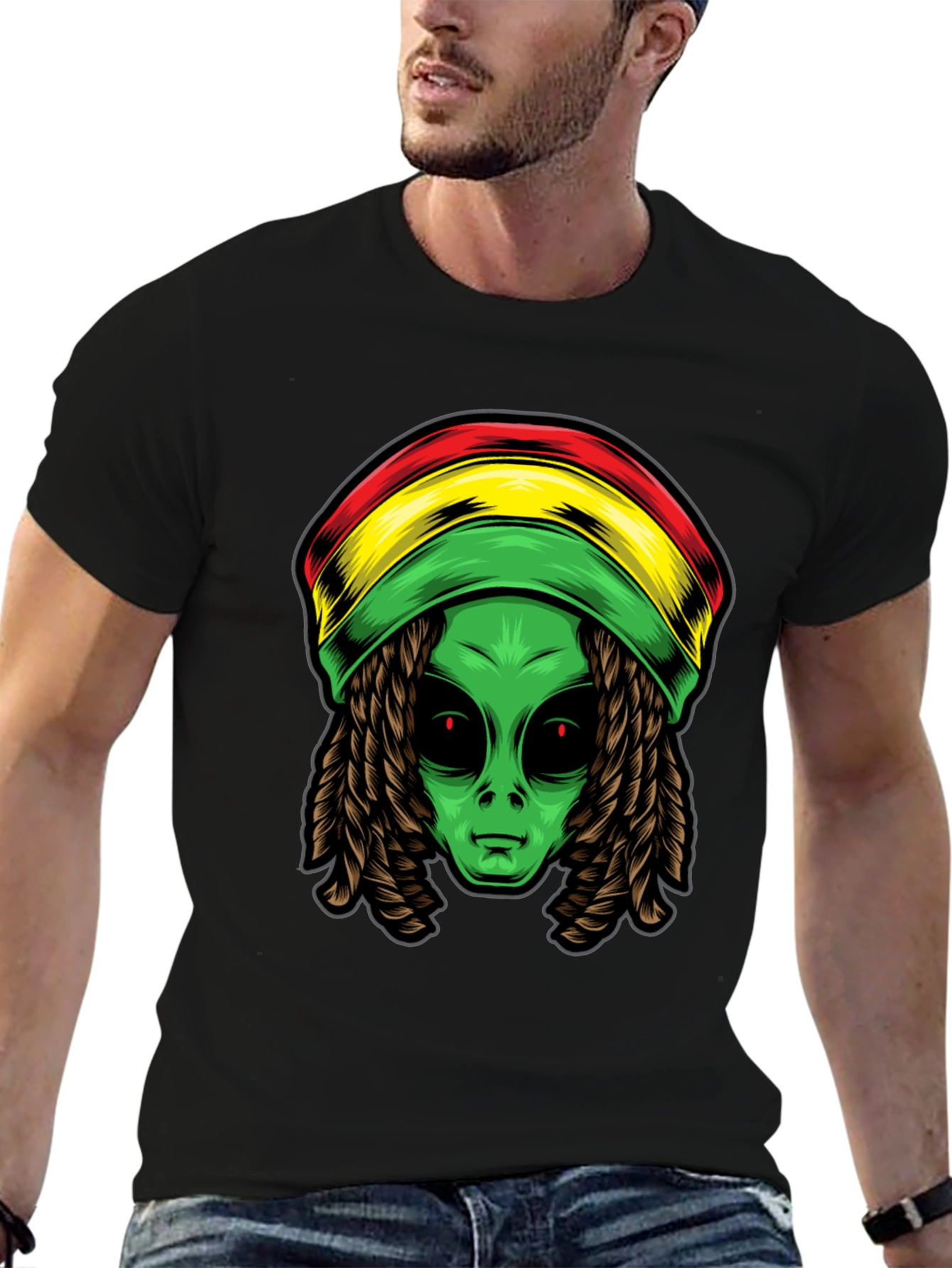 Rasta Alien T-Shirt - Cool Graphic Tee