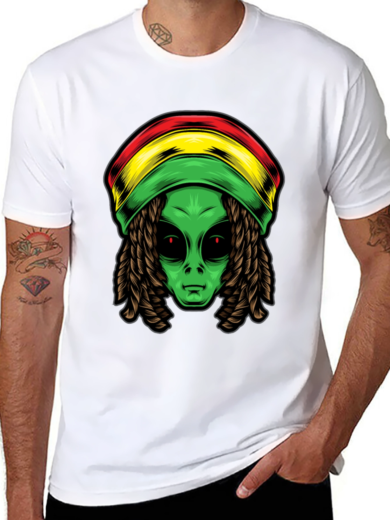 Rasta Alien T-Shirt - Cool Graphic Tee