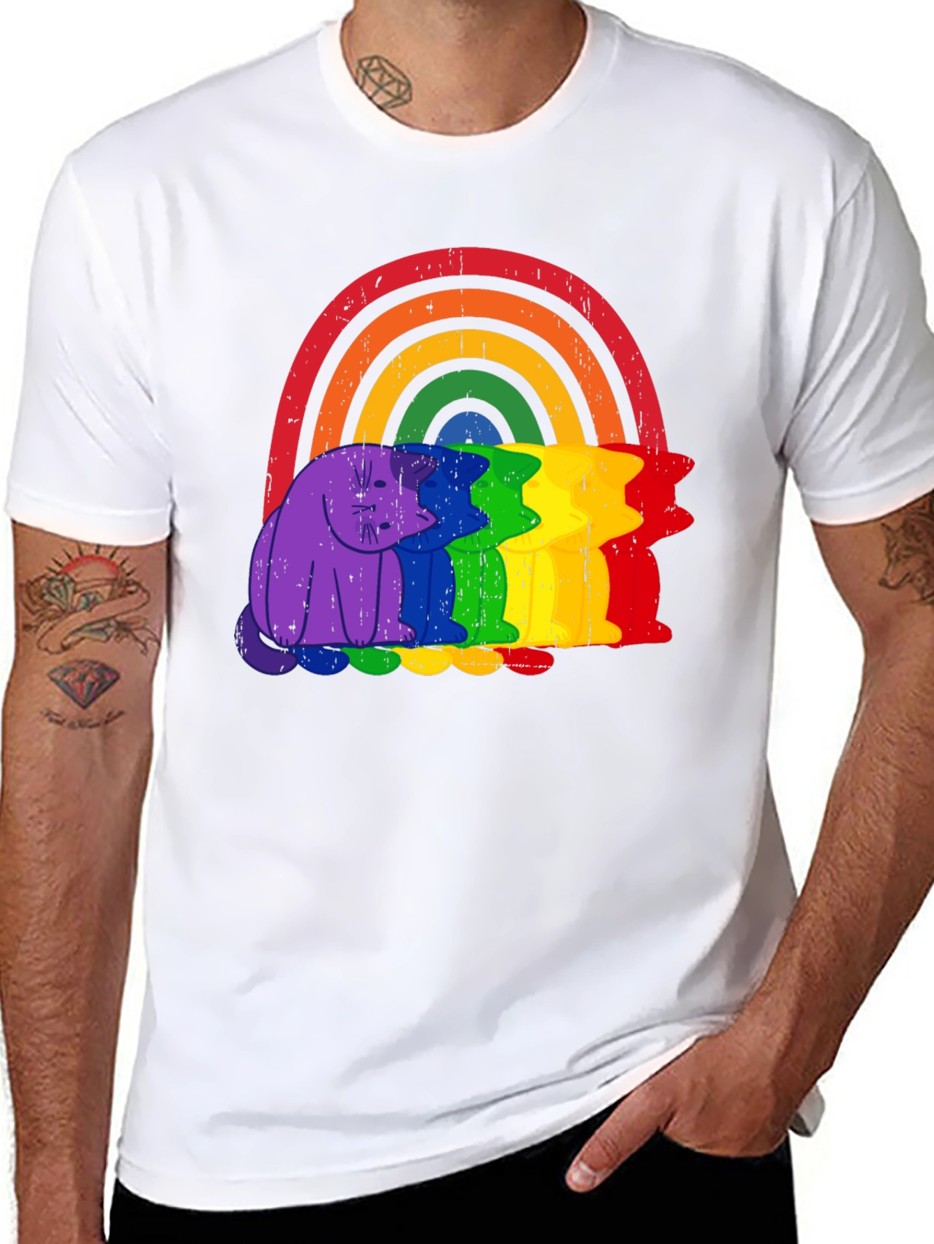 Rainbow Cat Graphic Tee - Pride Apparel