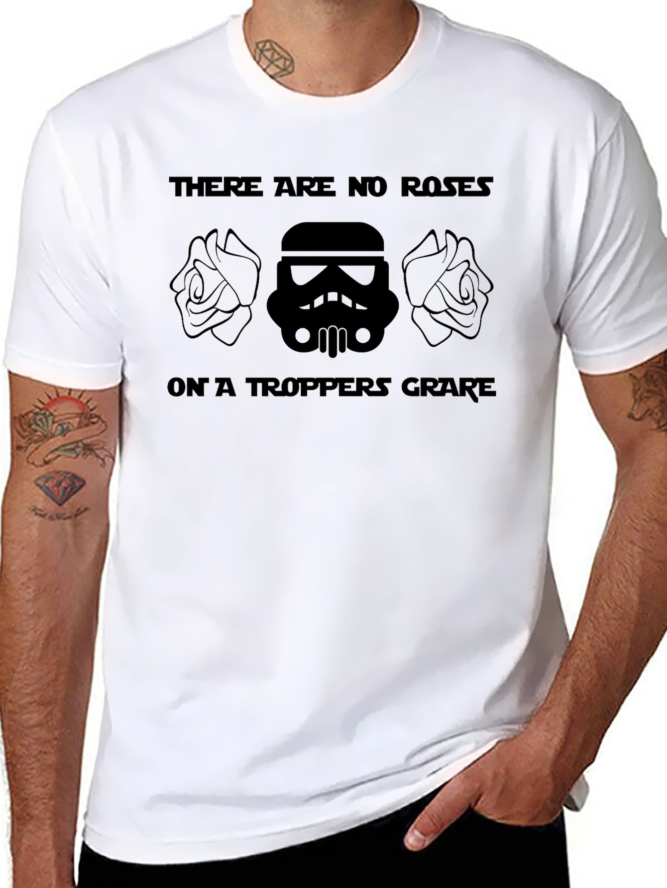 Star Wars Stormtrooper Roses Mens Black T-Shirt