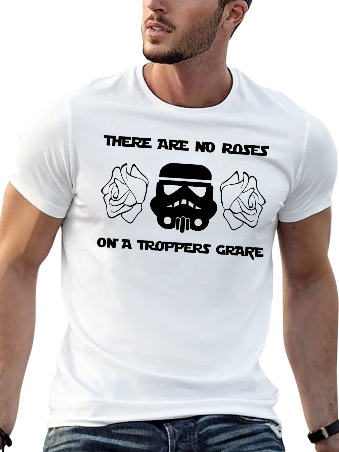 Star Wars Stormtrooper Roses Mens Black T-Shirt