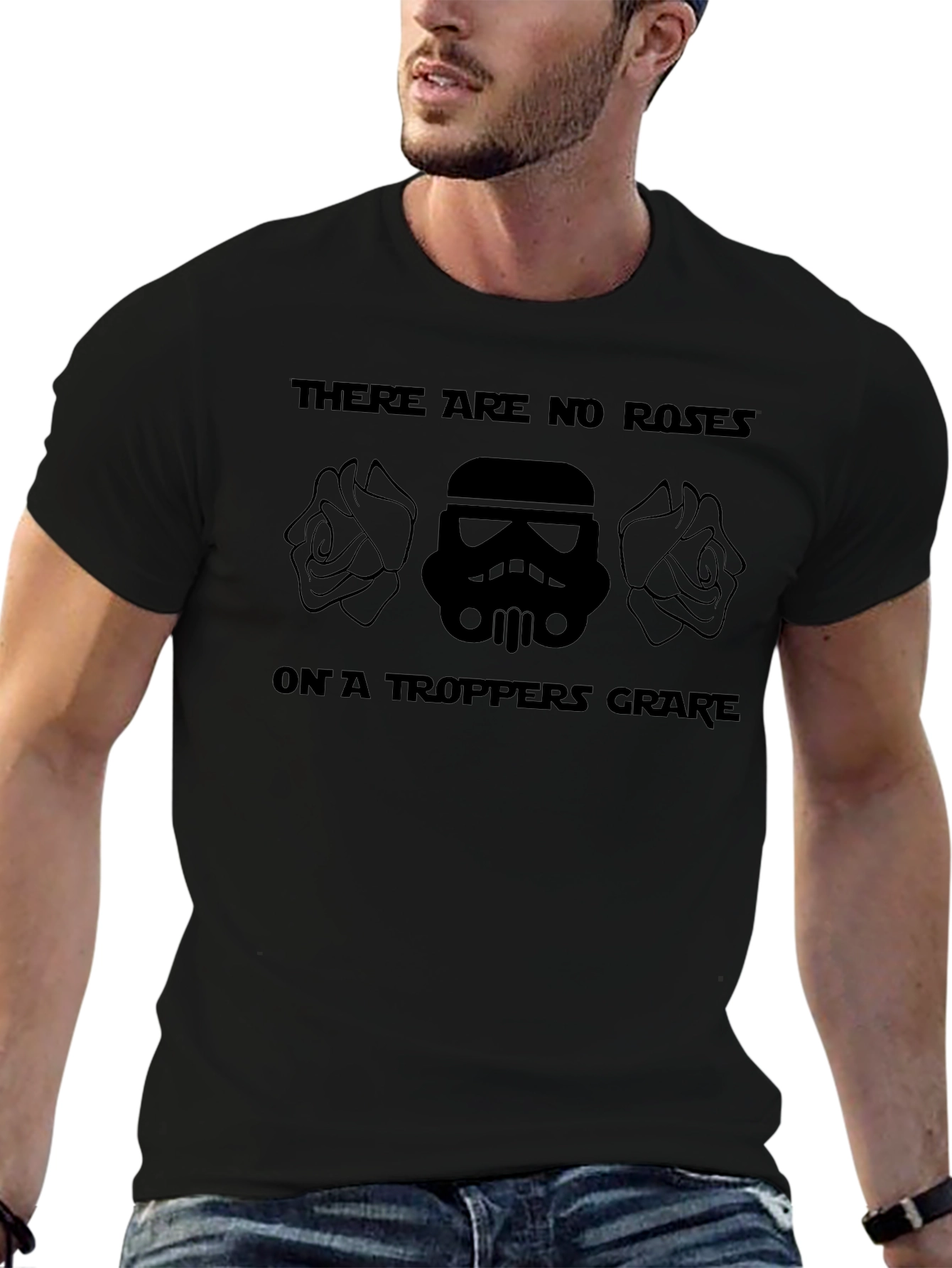 Star Wars Stormtrooper Roses Mens Black T-Shirt