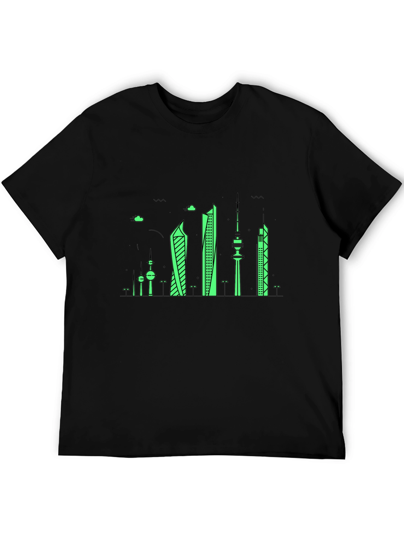 Kuwait City Skyline Graphic T-Shirt - Black