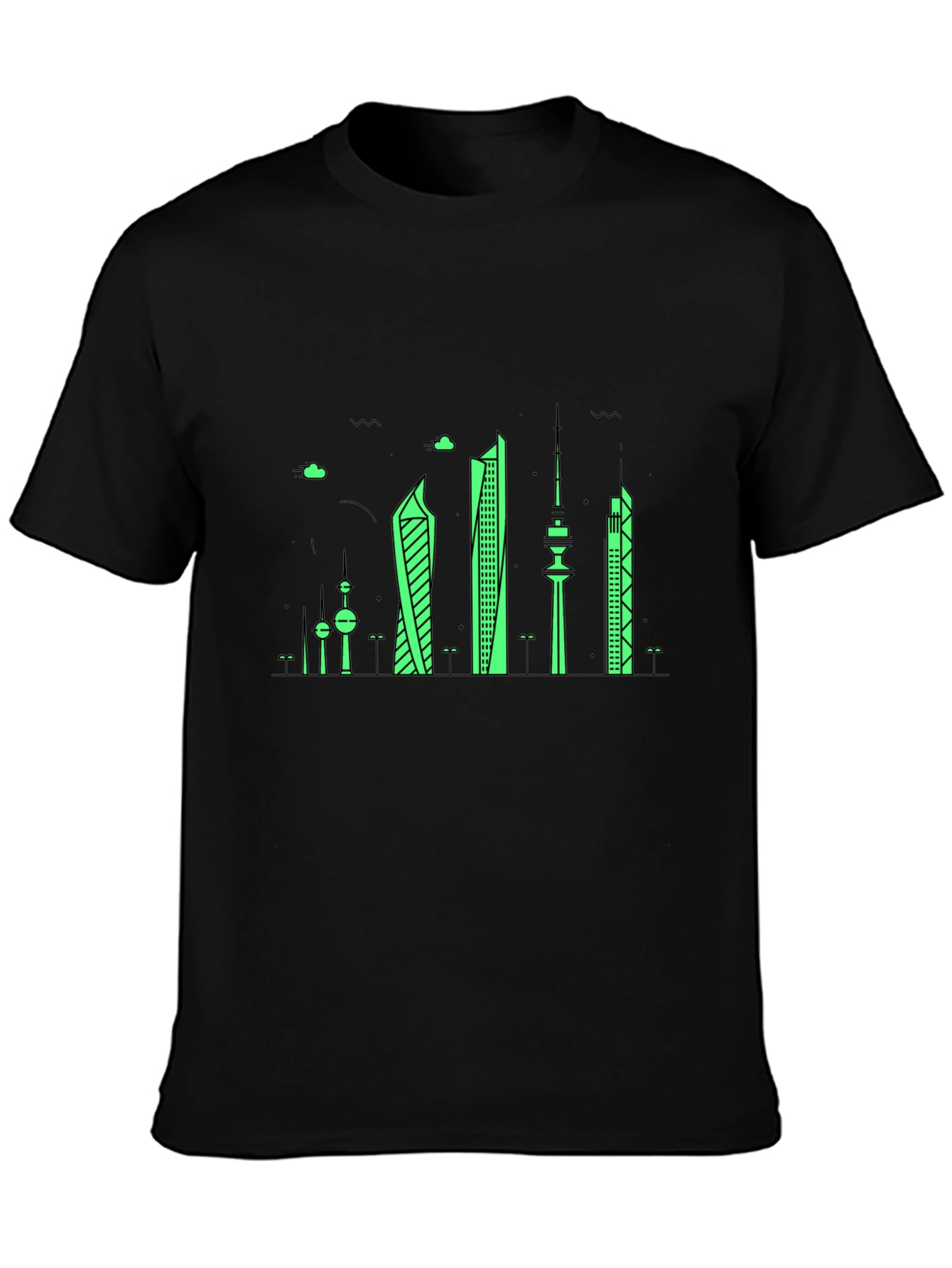 Kuwait City Skyline Graphic T-Shirt - Black