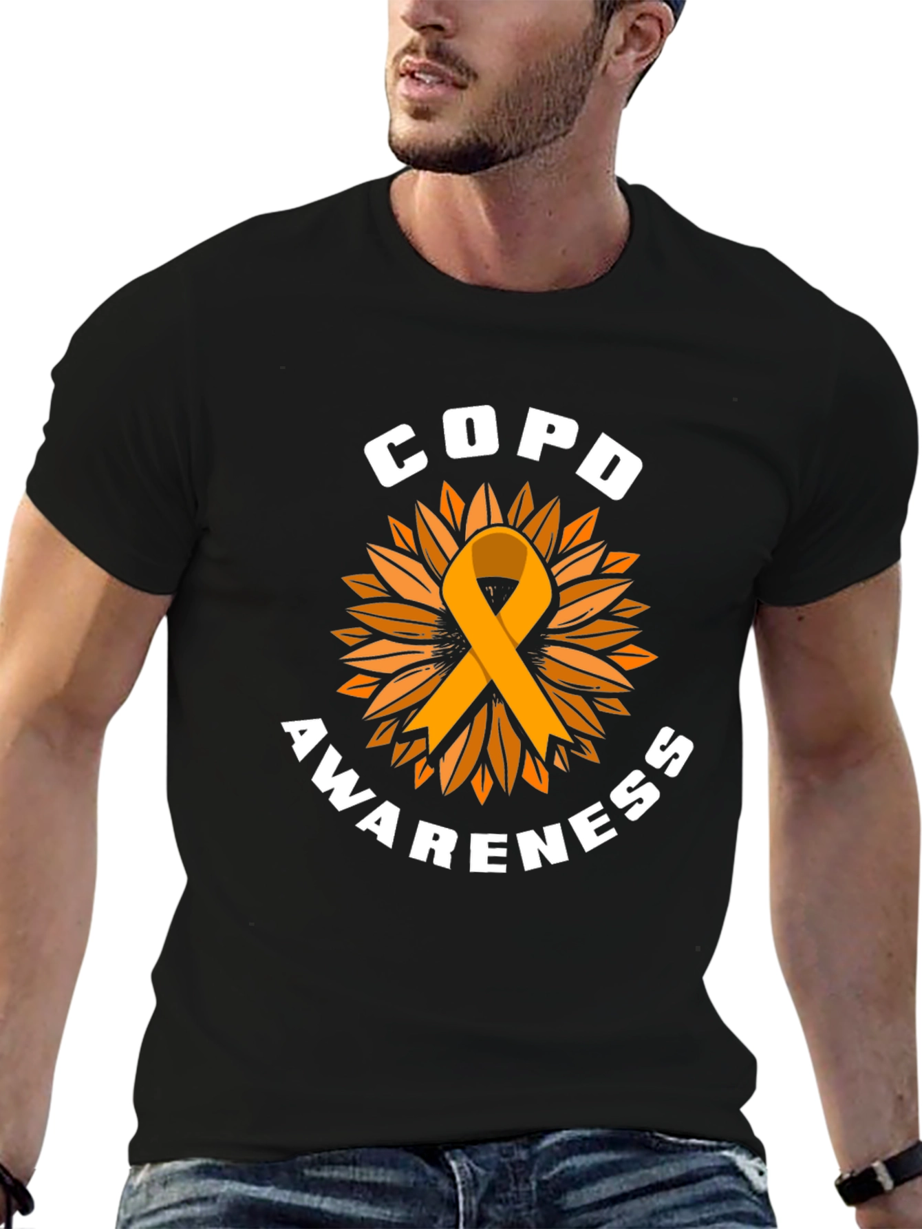 COPD Awareness T-Shirt with Sunflower Ribbon Design