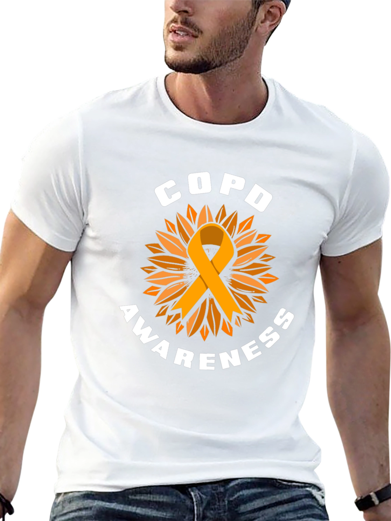 COPD Awareness T-Shirt with Sunflower Ribbon Design