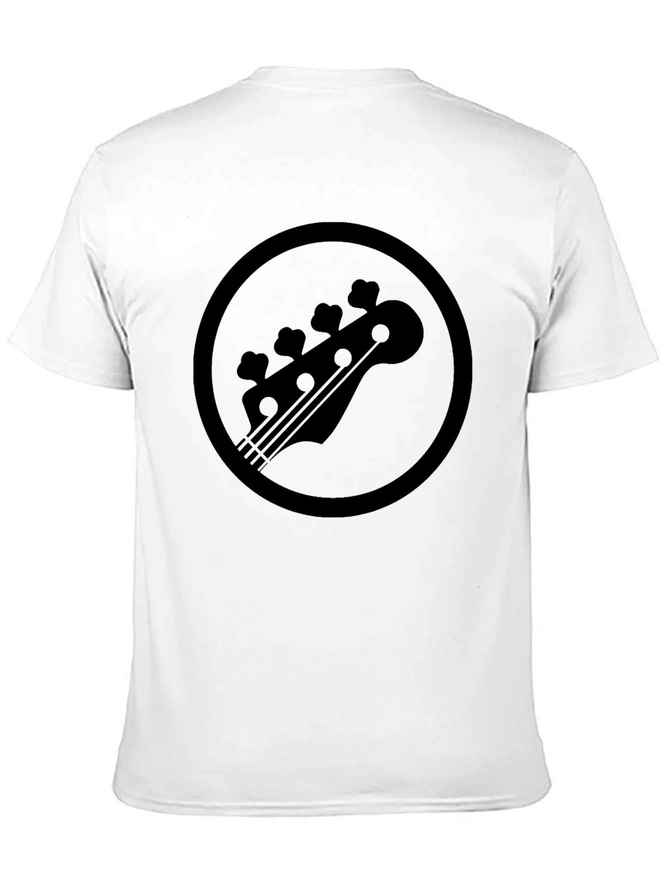 Black Bass Guitar Headstock Circle Graphic T-Shirt