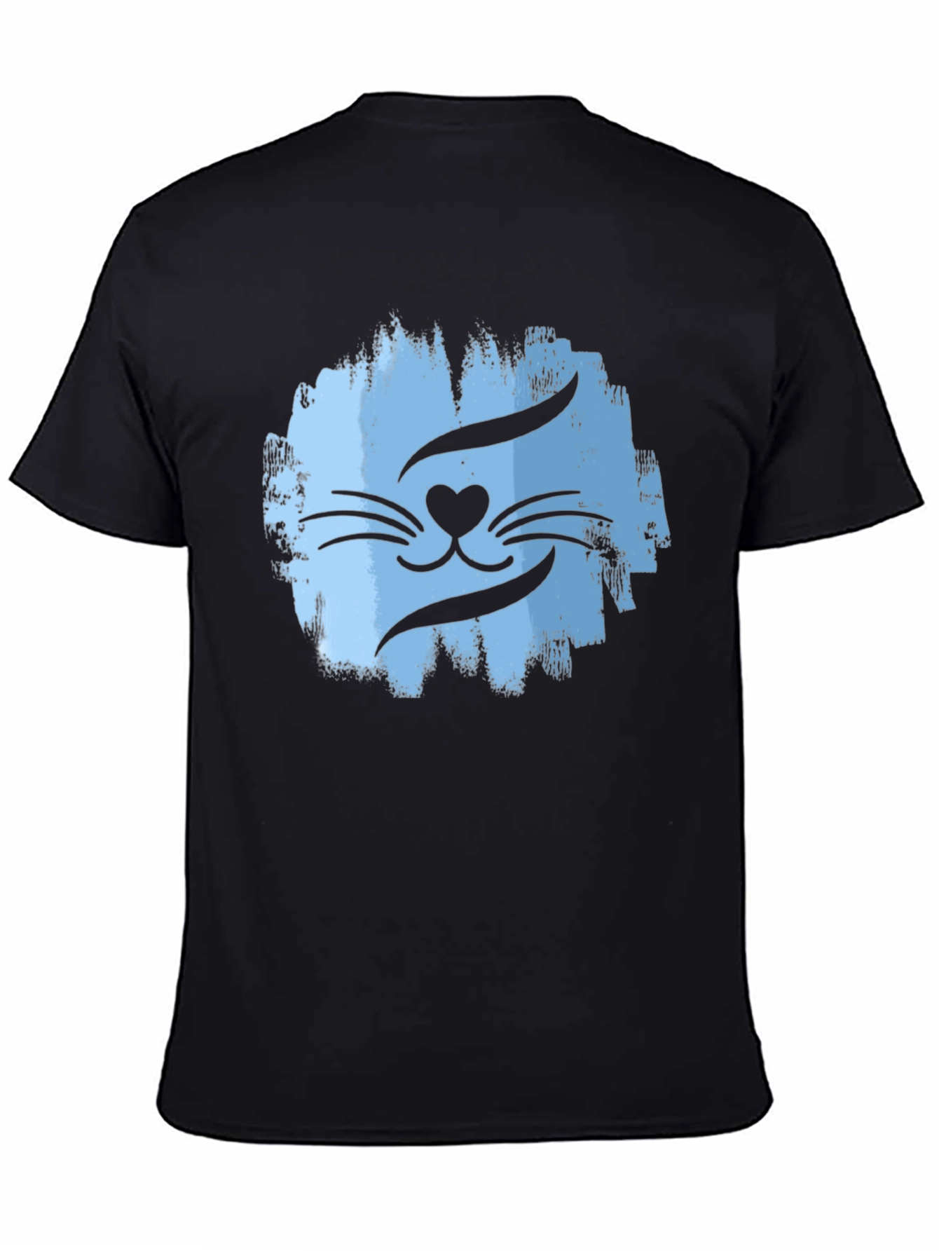 Cool Cat Face Graphic T-Shirt - Mens Black Tee