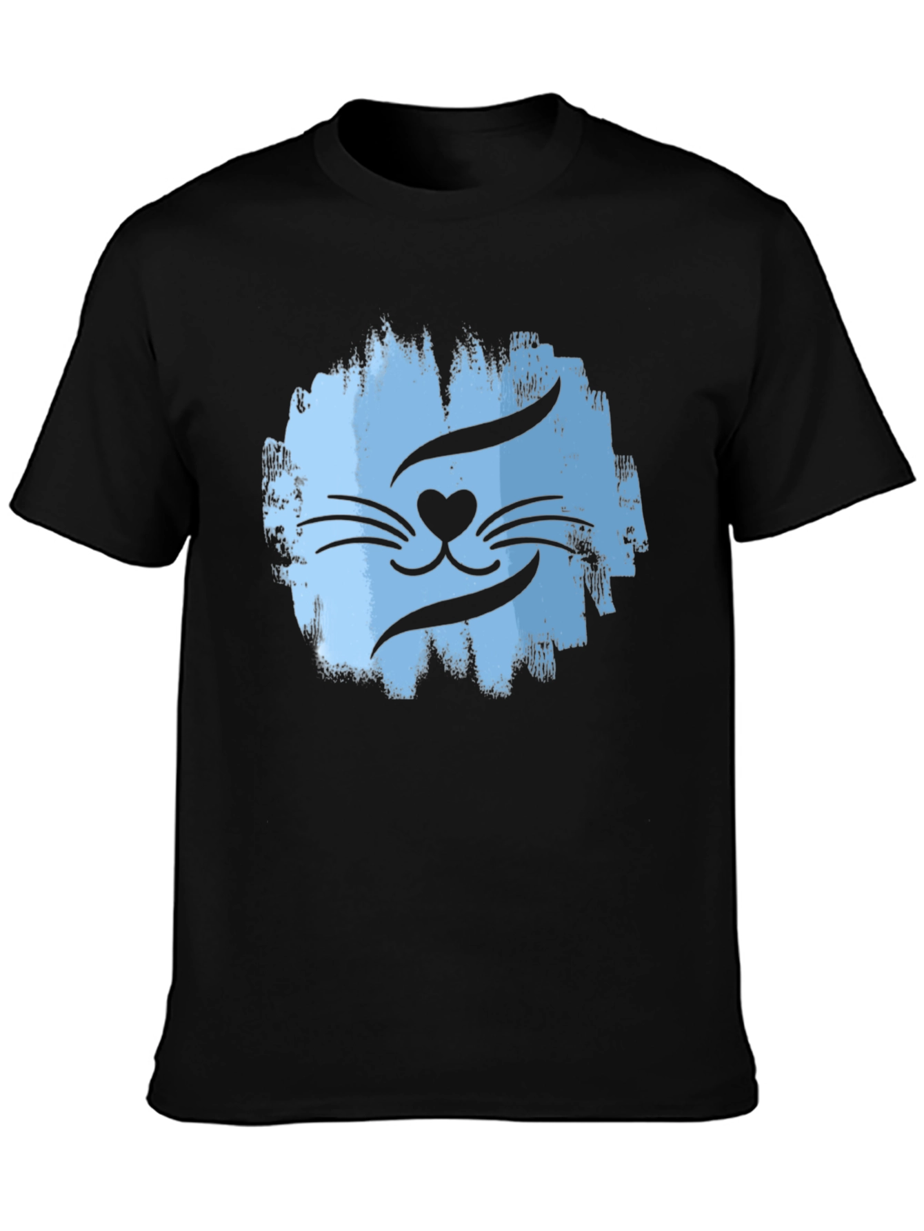 Cool Cat Face Graphic T-Shirt - Mens Black Tee