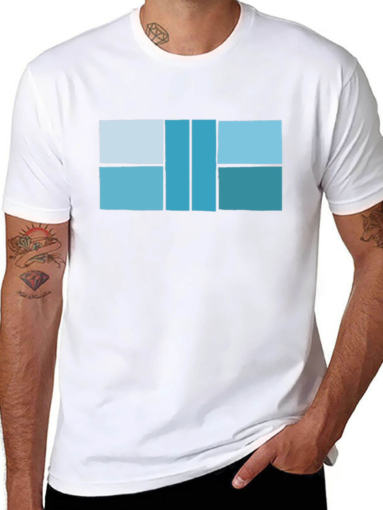 Modern Geometric Design T-Shirt - Black