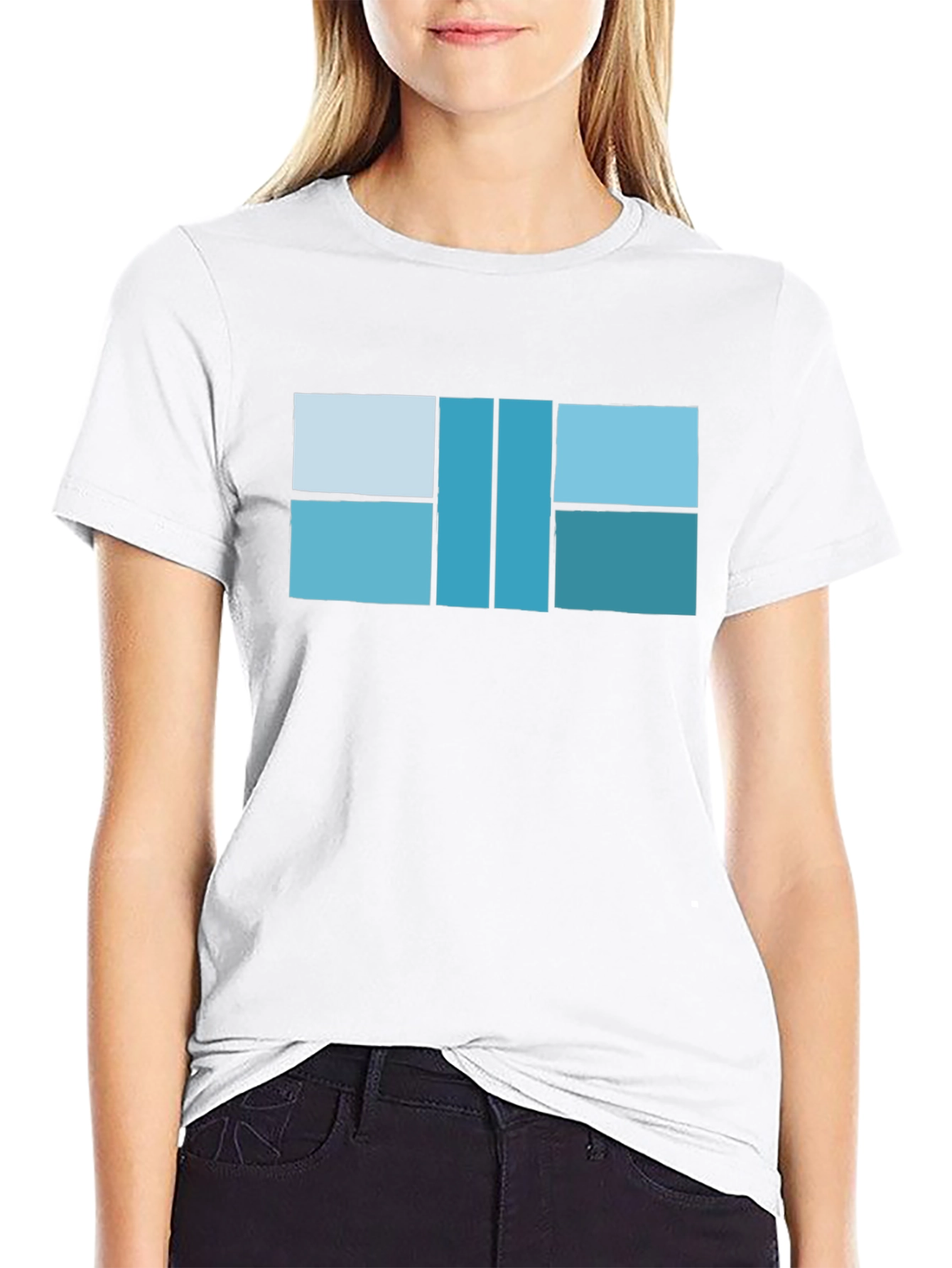 Modern Geometric Design T-Shirt - Black