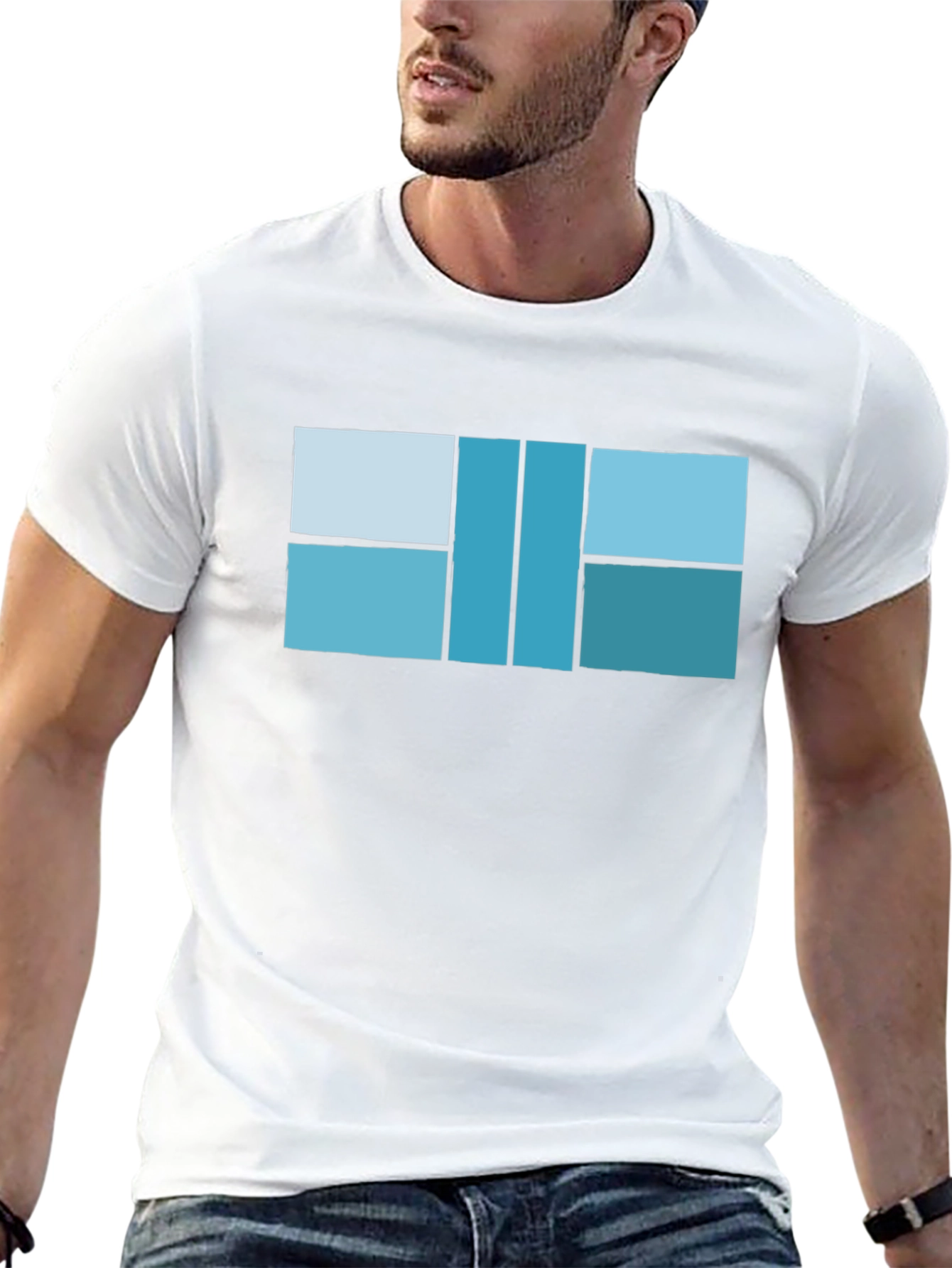 Modern Geometric Design T-Shirt - Black