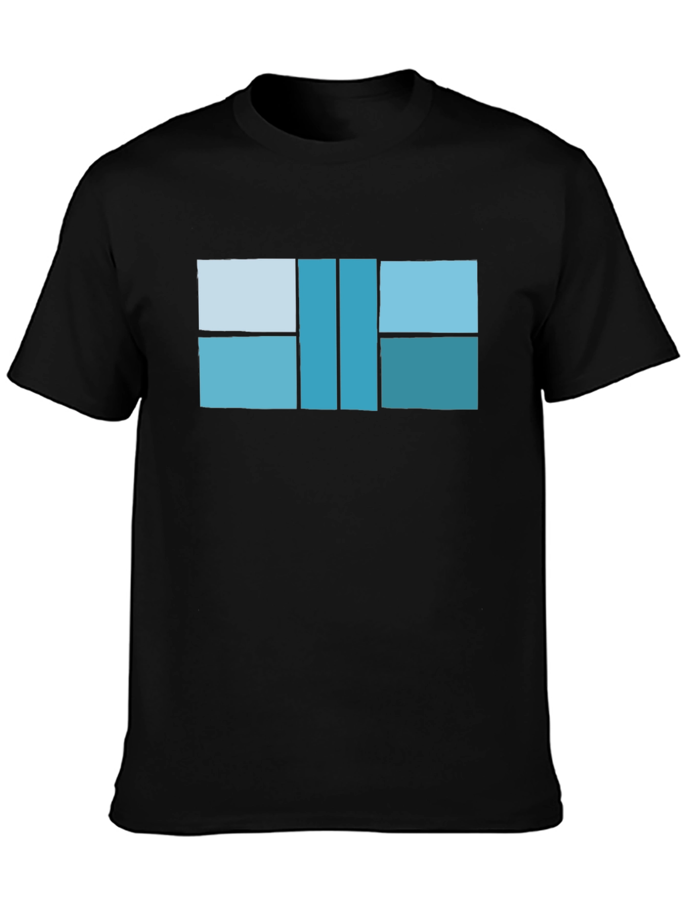 Modern Geometric Design T-Shirt - Black