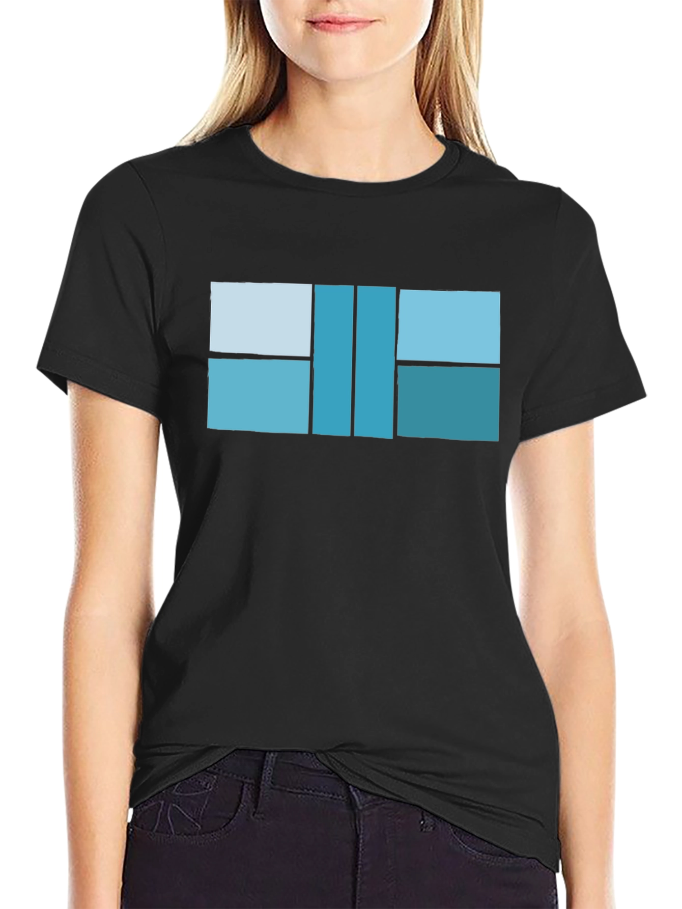 Modern Geometric Design T-Shirt - Black