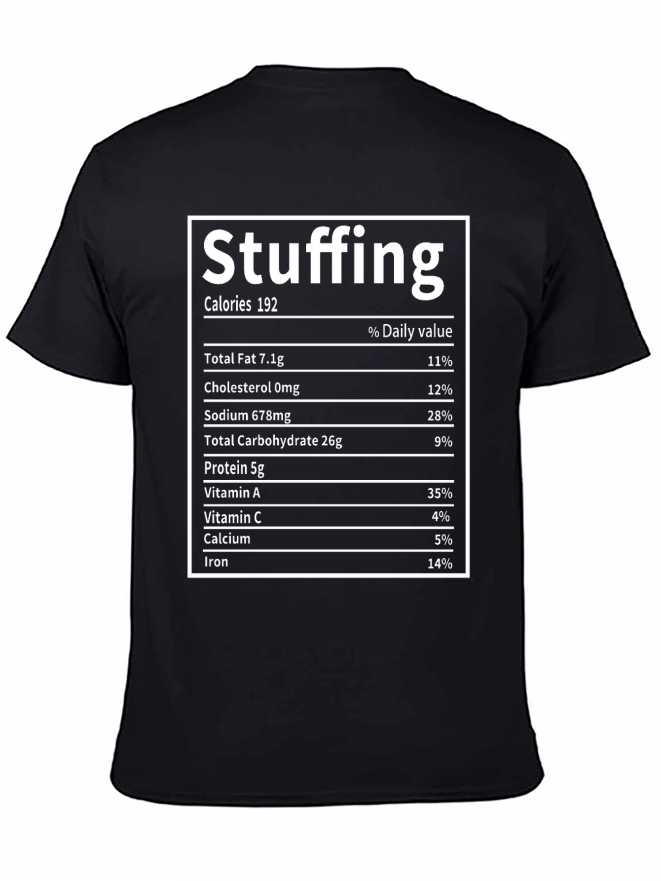 Stuffing Nutrition Facts Black T-Shirt