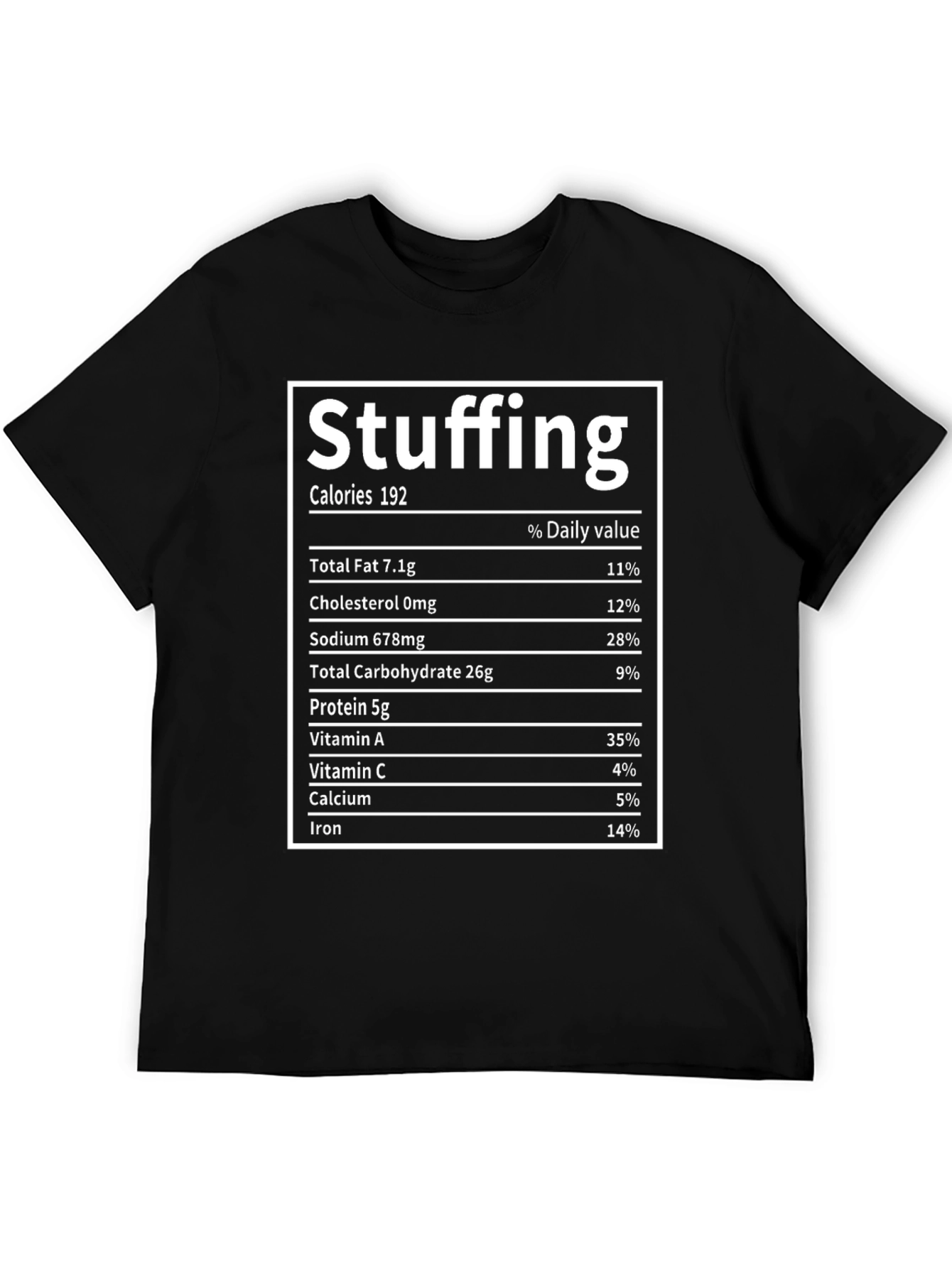 Stuffing Nutrition Facts Black T-Shirt
